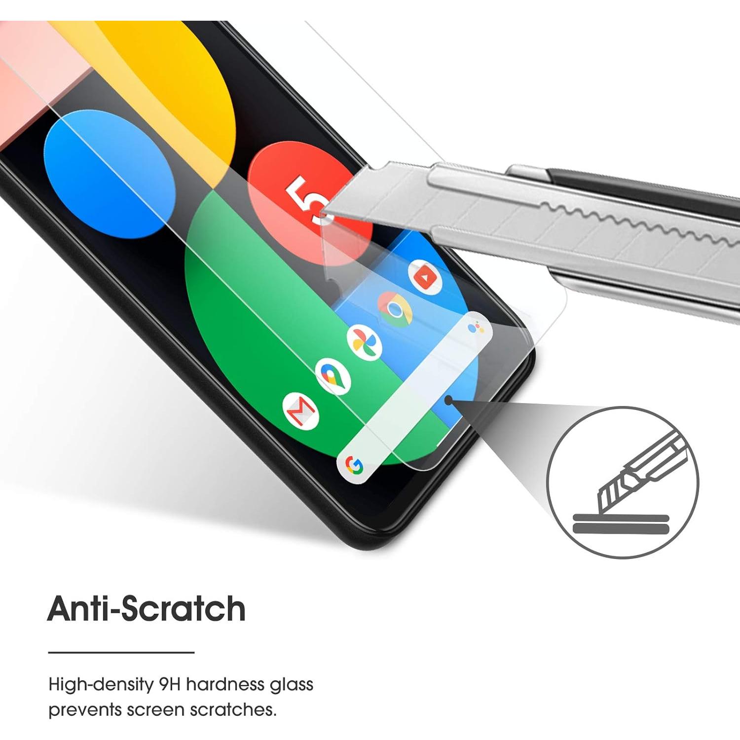 Protector de Pantalla OMOTON para Google Pixel 5 - Vidrio Templado 4-Pack
