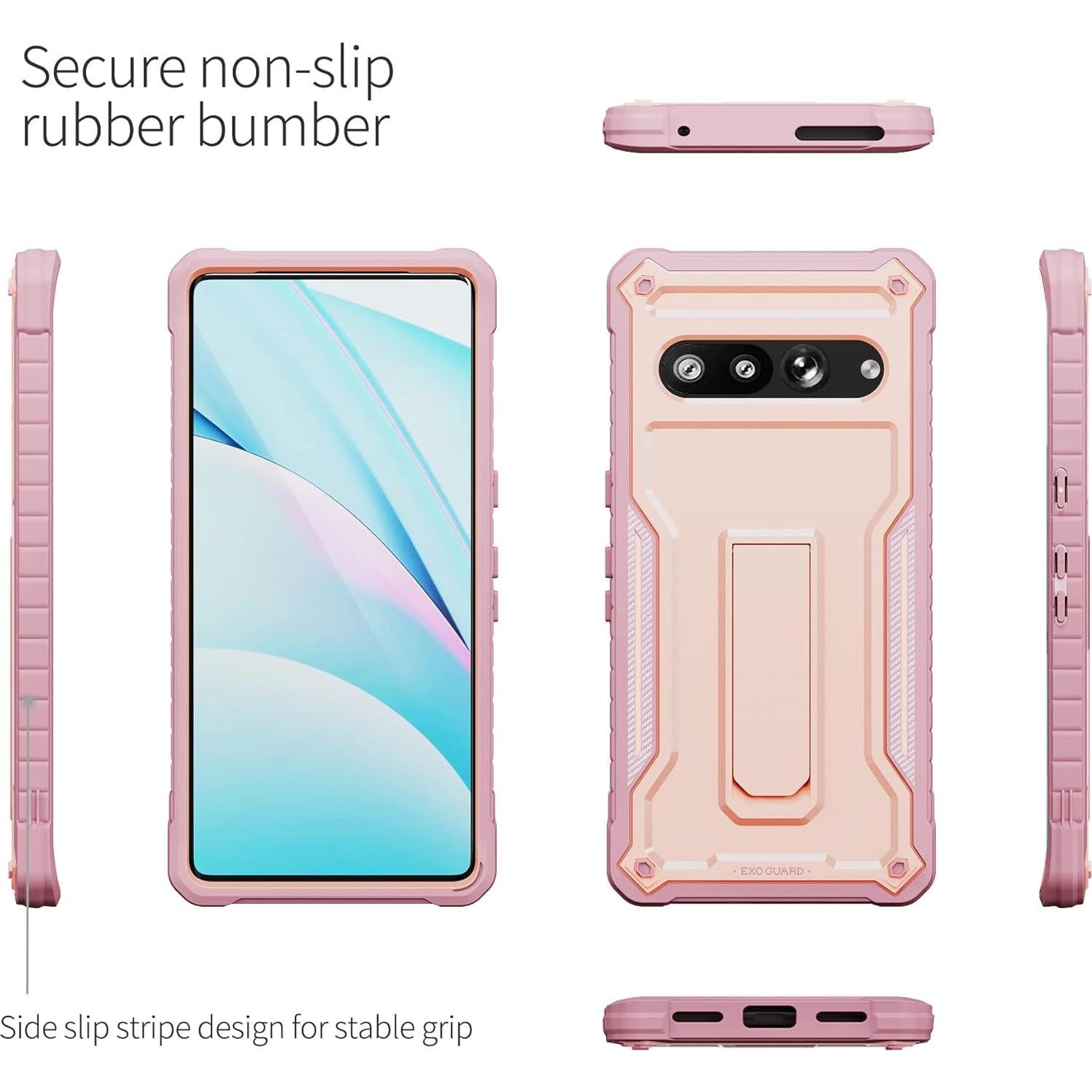 Funda ExoGuard Rosa para Google Pixel 7 Pro - Protección Impactos