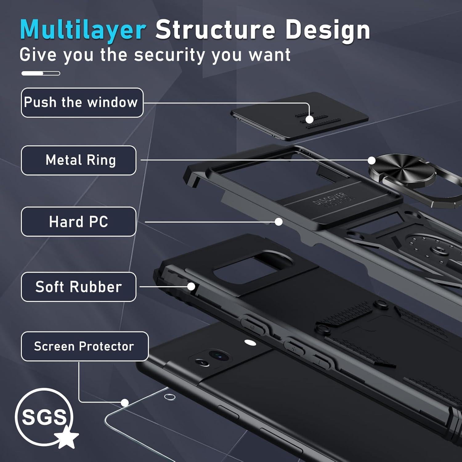 Funda Janmitta para Google Pixel 7a con Tapa Deslizante y Protector