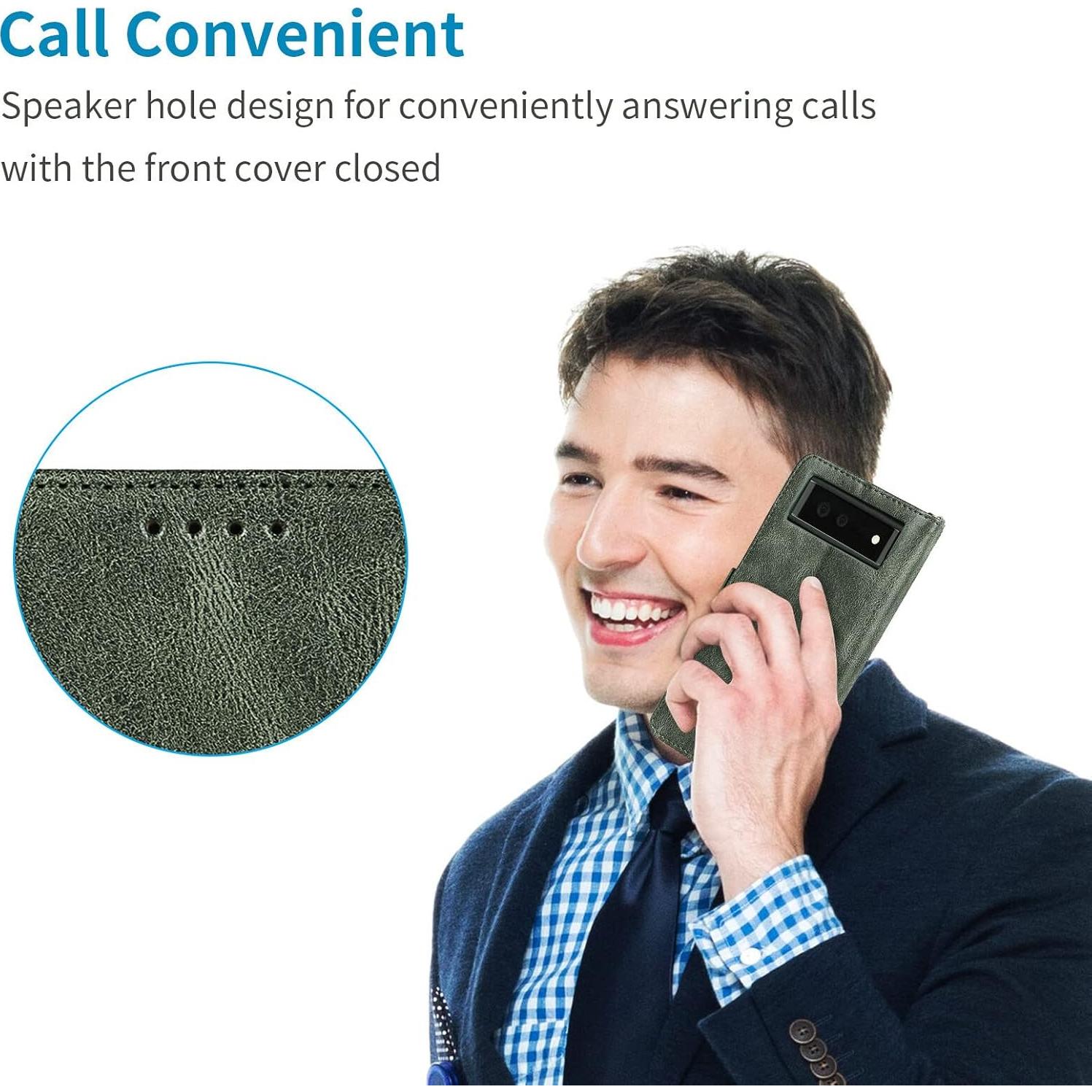 Funda Cartera Plegable Verde para Google Pixel 6 5G con RFID