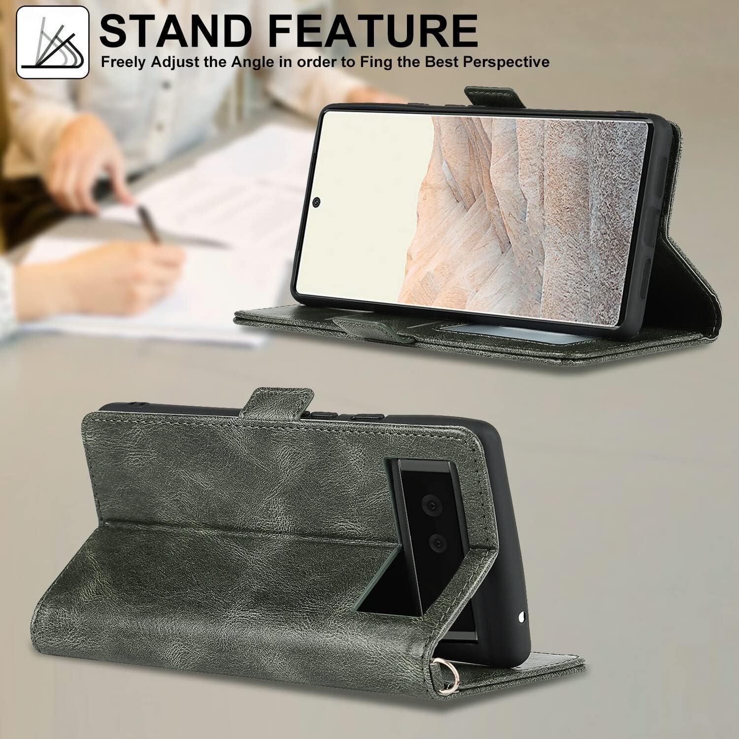 Funda Cartera Plegable Verde para Google Pixel 6 5G con RFID