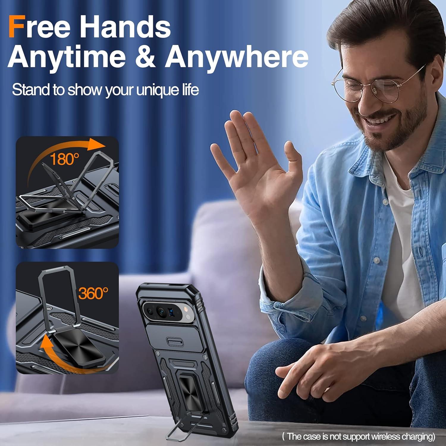 Funda ANTSHARE para Google Pixel 9 Pro XL - Resistente a Golpes, Soporte 360°