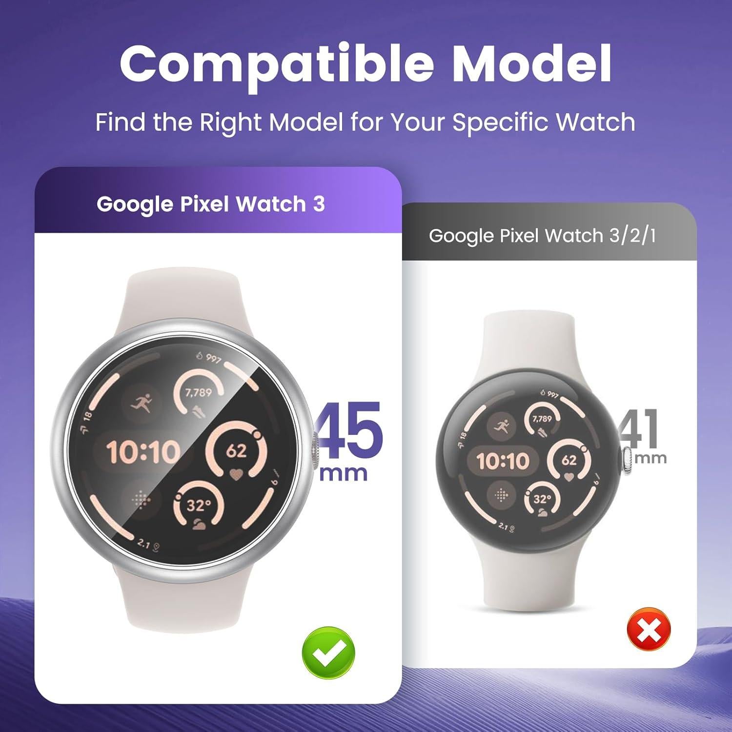 Funda Goton para Google Pixel Watch 3 45mm - 2 Piezas, Oro Rosa y Plata