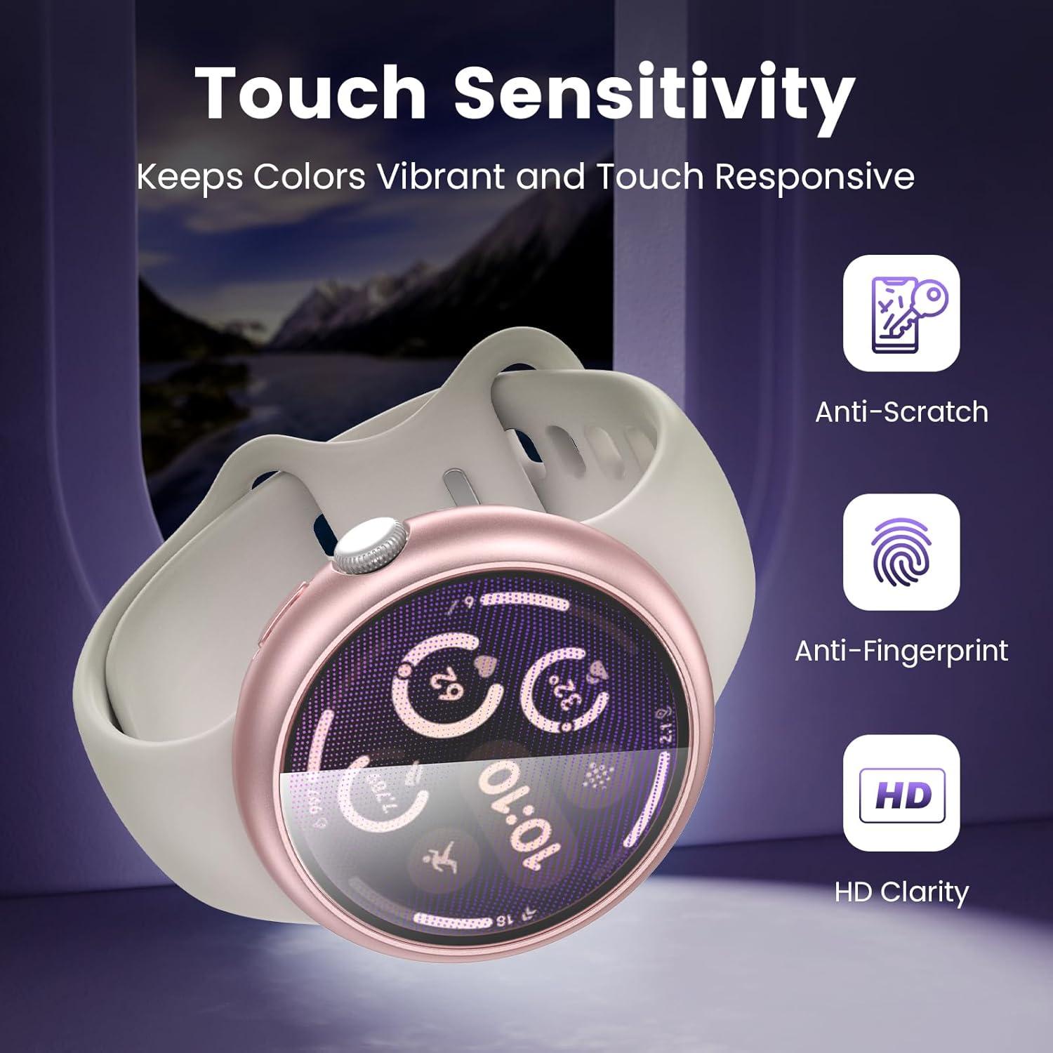 Funda Goton para Google Pixel Watch 3 45mm - 2 Piezas, Oro Rosa y Plata