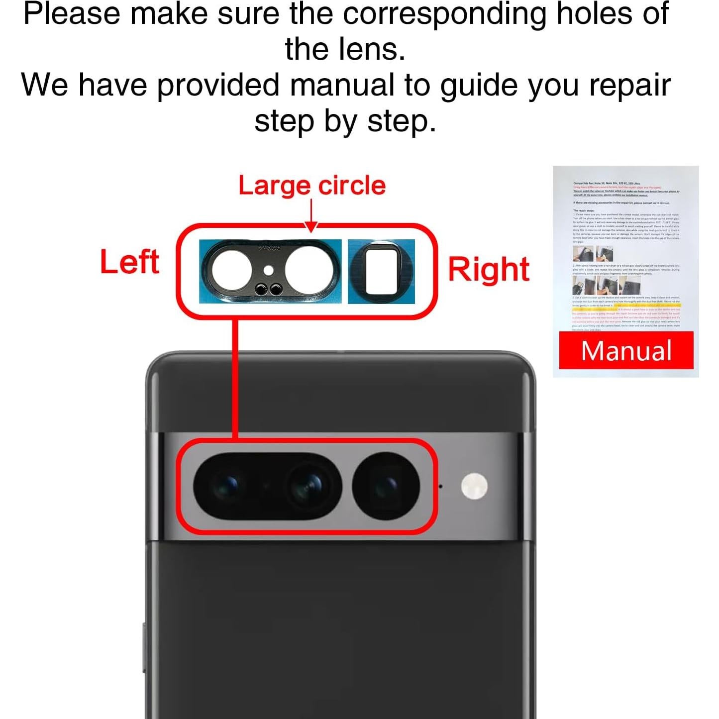 Reemplazo Cristal Lente Cámara Trasera Google Pixel 7 Pro 2PCS