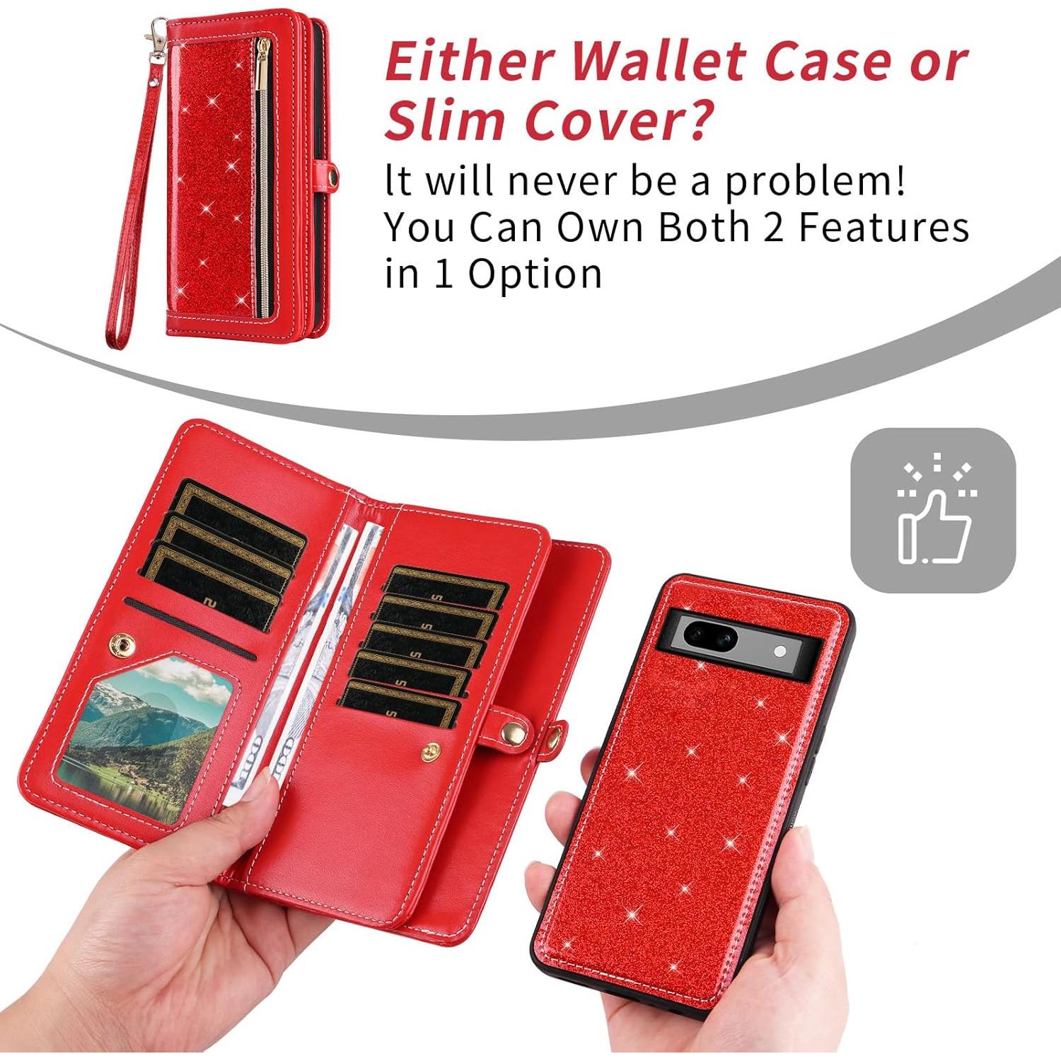 Funda Asuwish para Google Pixel 7A 5G Rojo con Correa y Protector