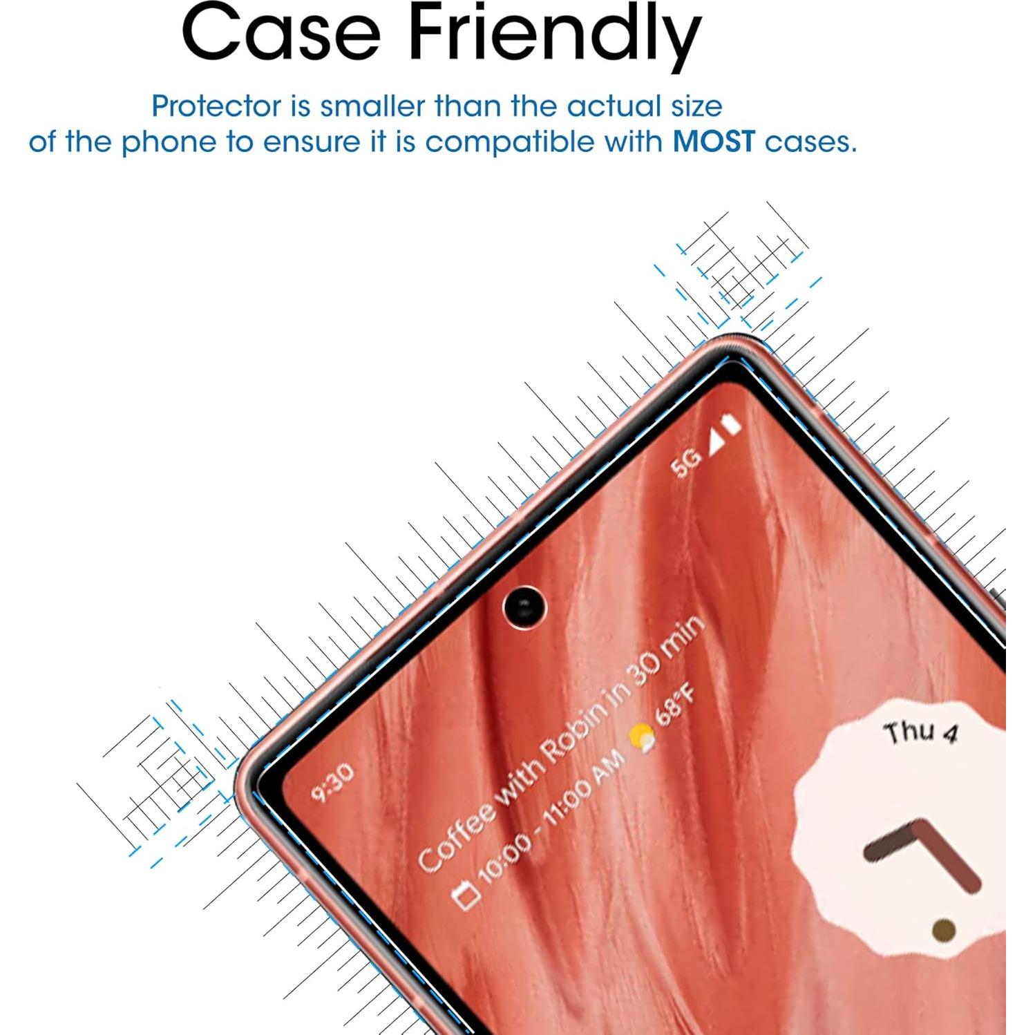 Protector de Pantalla Vidrio Templado amFilm para Google Pixel 7a - 3x + Lente