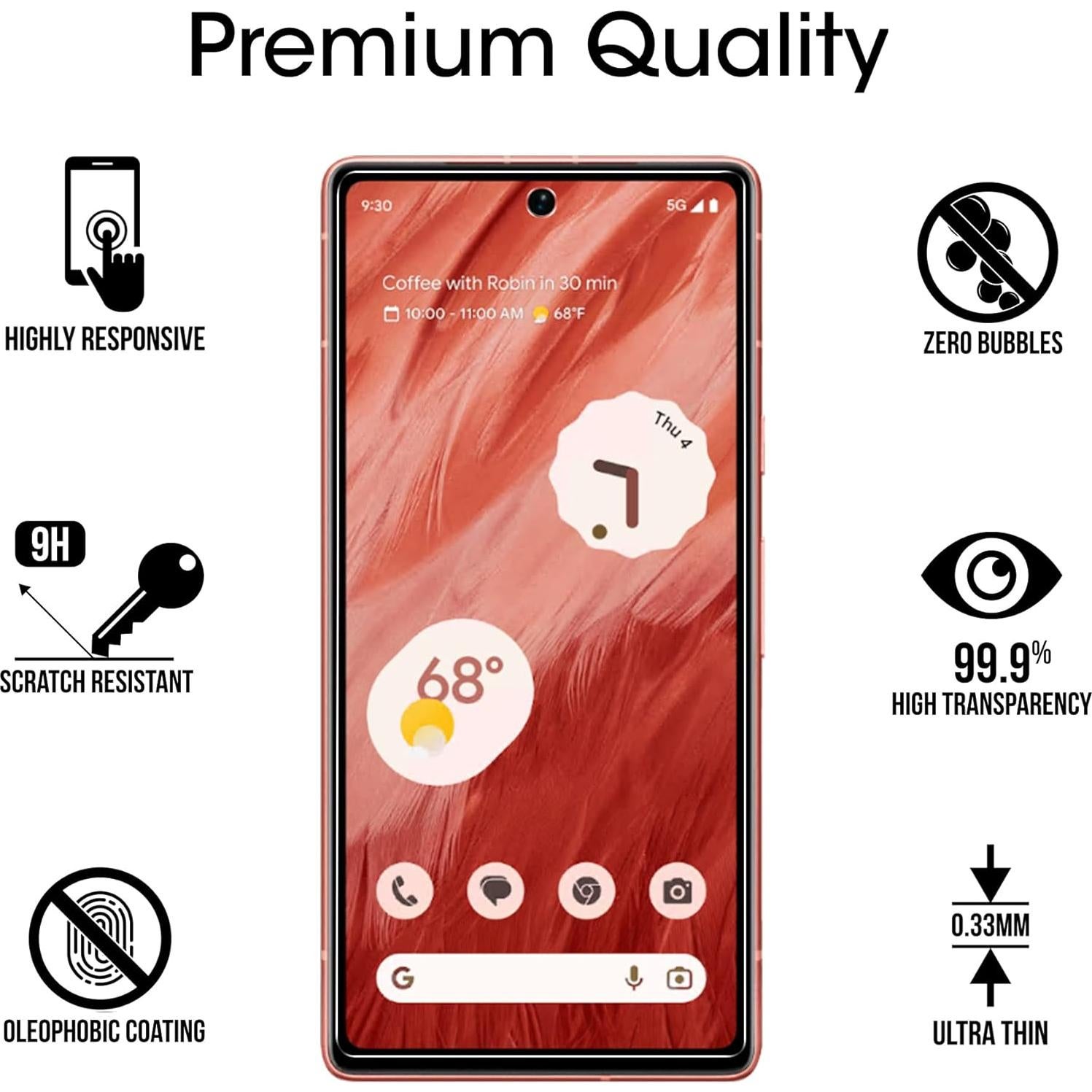 Protector de Pantalla Vidrio Templado amFilm para Google Pixel 7a - 3x + Lente