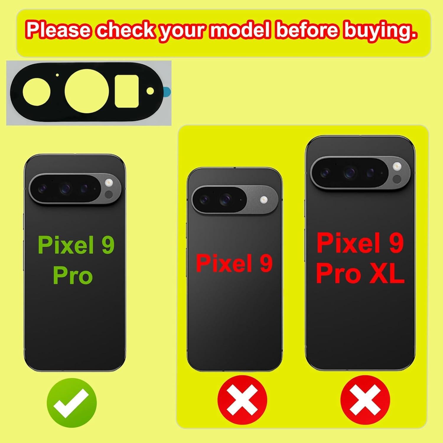 Cristal de Lente de Cámara Trasera Google Pixel 9 Pro con Adhesivo