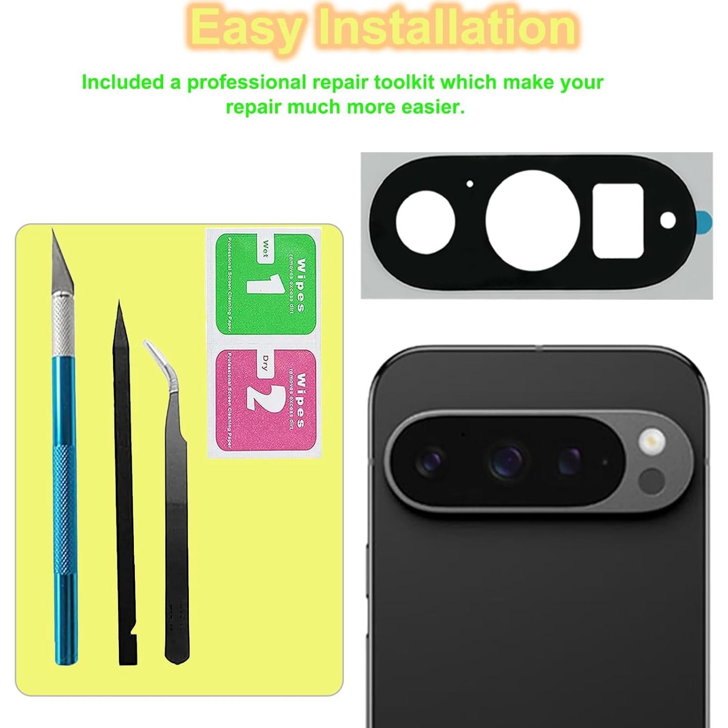 Cristal de Lente de Cámara Trasera Google Pixel 9 Pro con Adhesivo