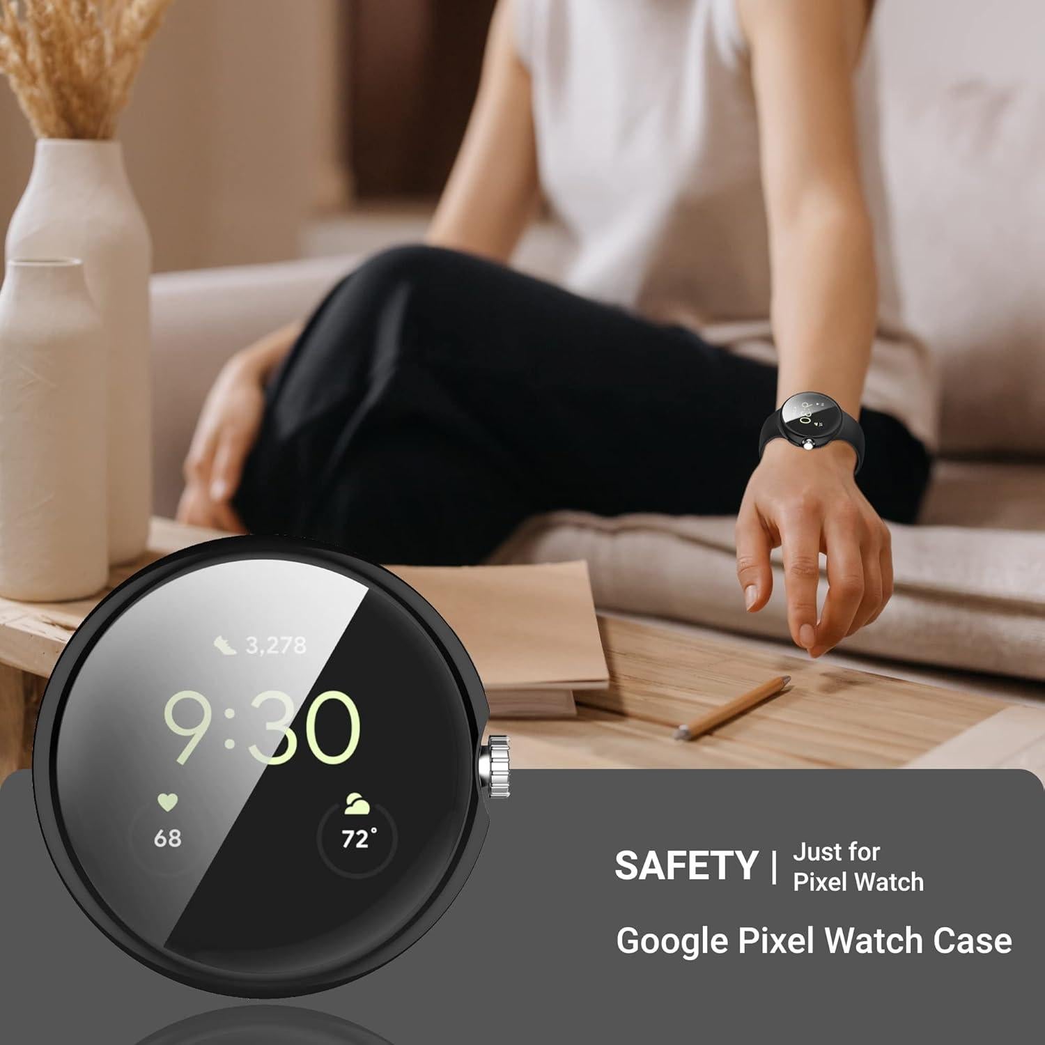 Funda Parachoques TPU NineHorse para Google Pixel Watch 2 - Negro