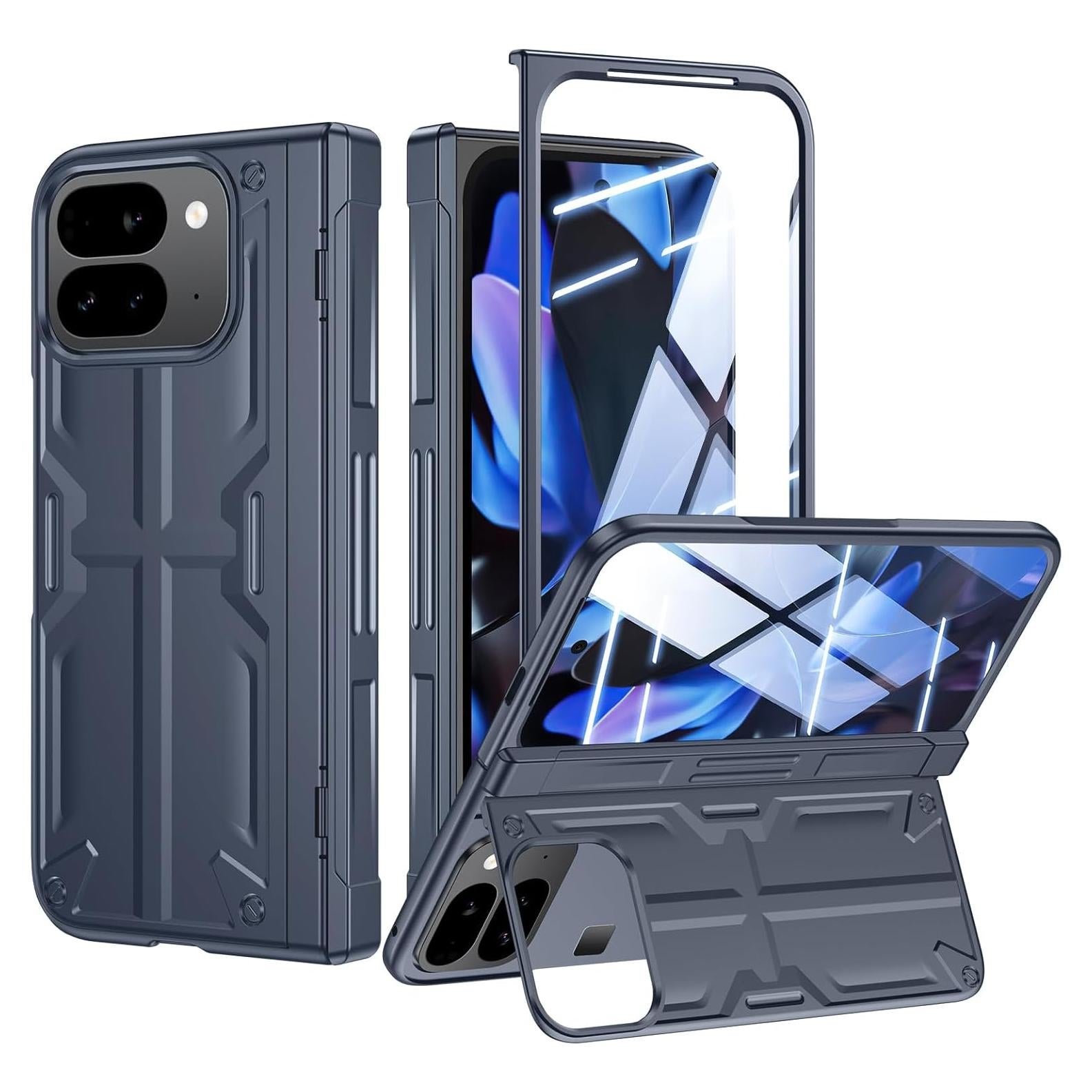 Funda Plegable Google Pixel 9 Pro Kaiiecal Azul con Protector