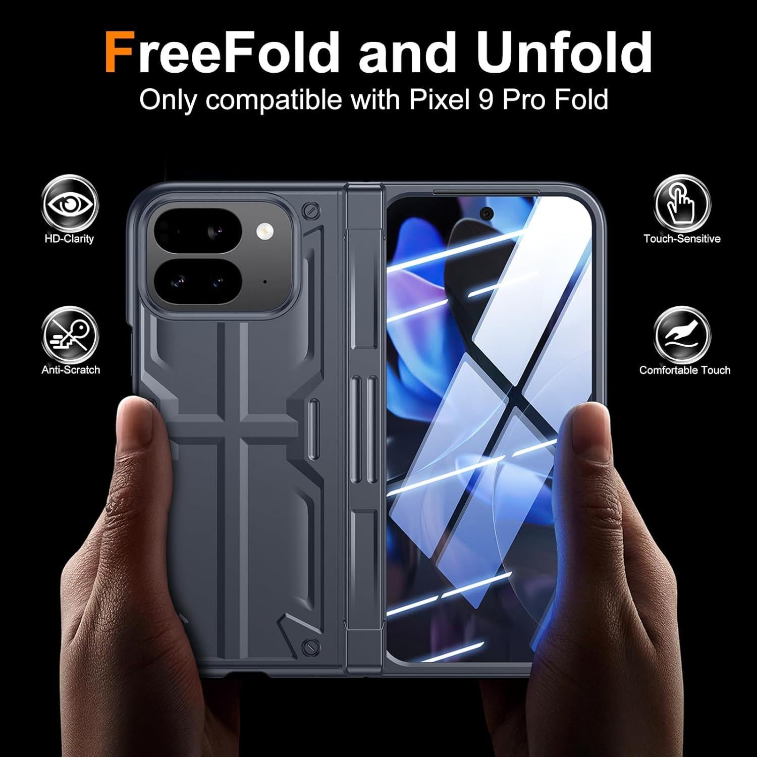 Funda Plegable Google Pixel 9 Pro Kaiiecal Azul con Protector