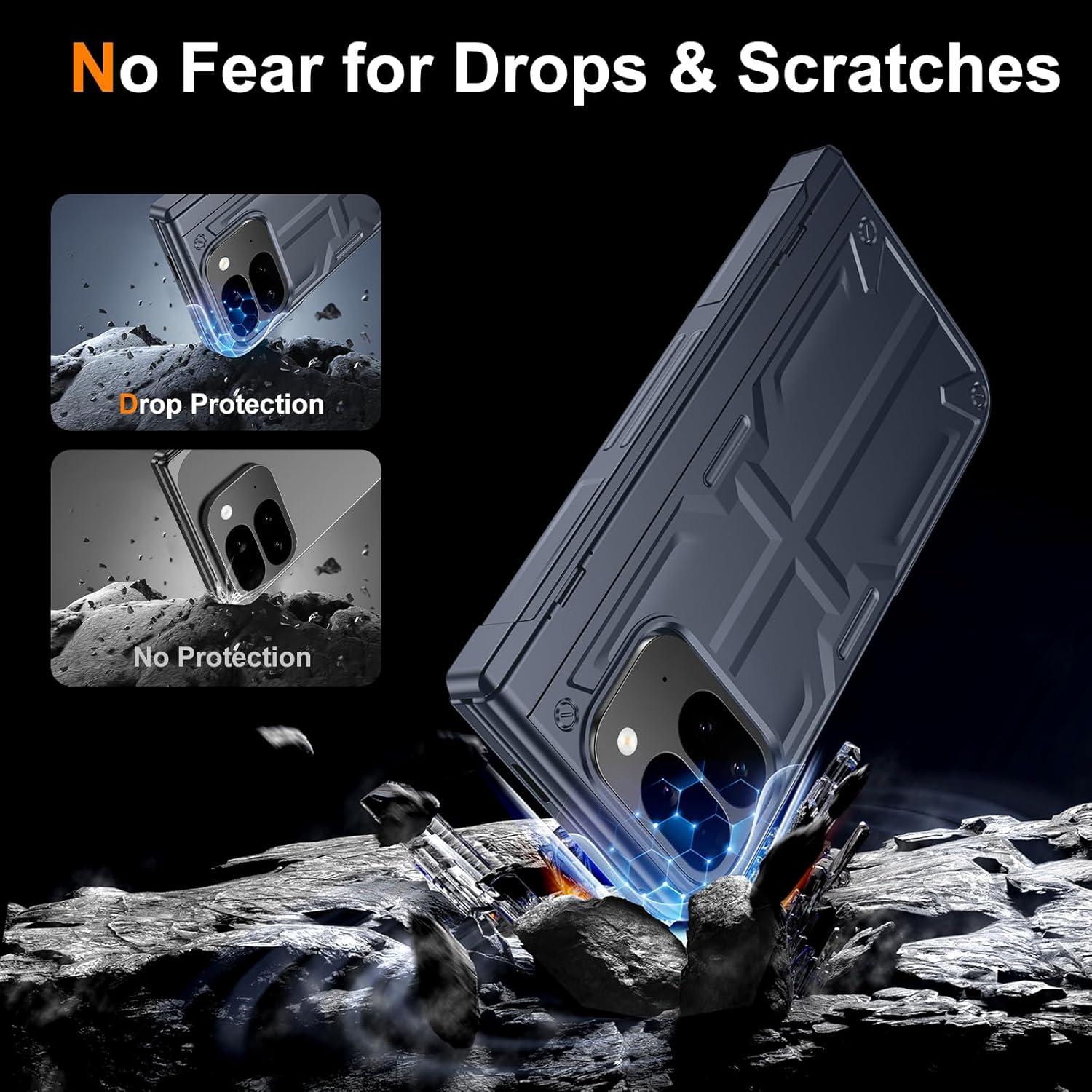 Funda Plegable Google Pixel 9 Pro Kaiiecal Azul con Protector