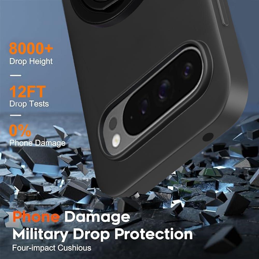 Funda TPU para Google Pixel 9 Pro XL con soporte 360° - Negro