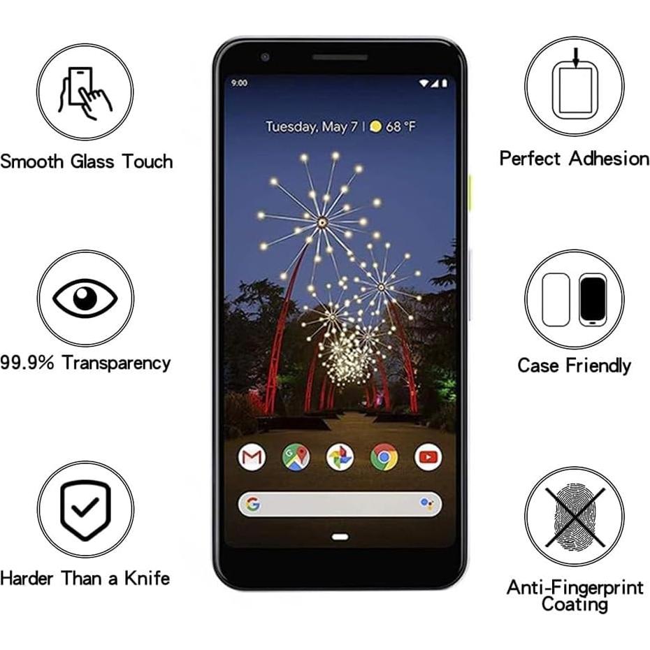 Protector de Pantalla Vidrio Templado HYGAMOCC para Google Pixel 3A