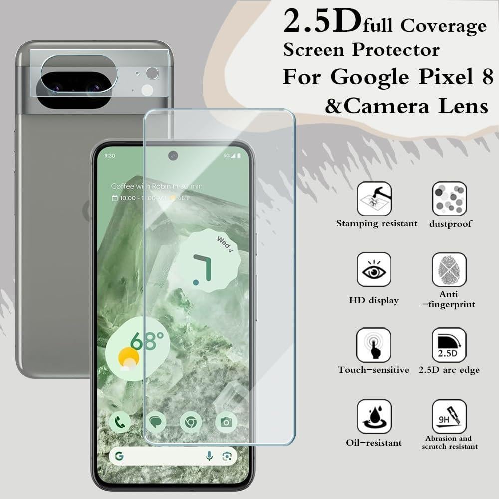 Protector de Pantalla Vidrio Templado + Funda TPU Google Pixel 8