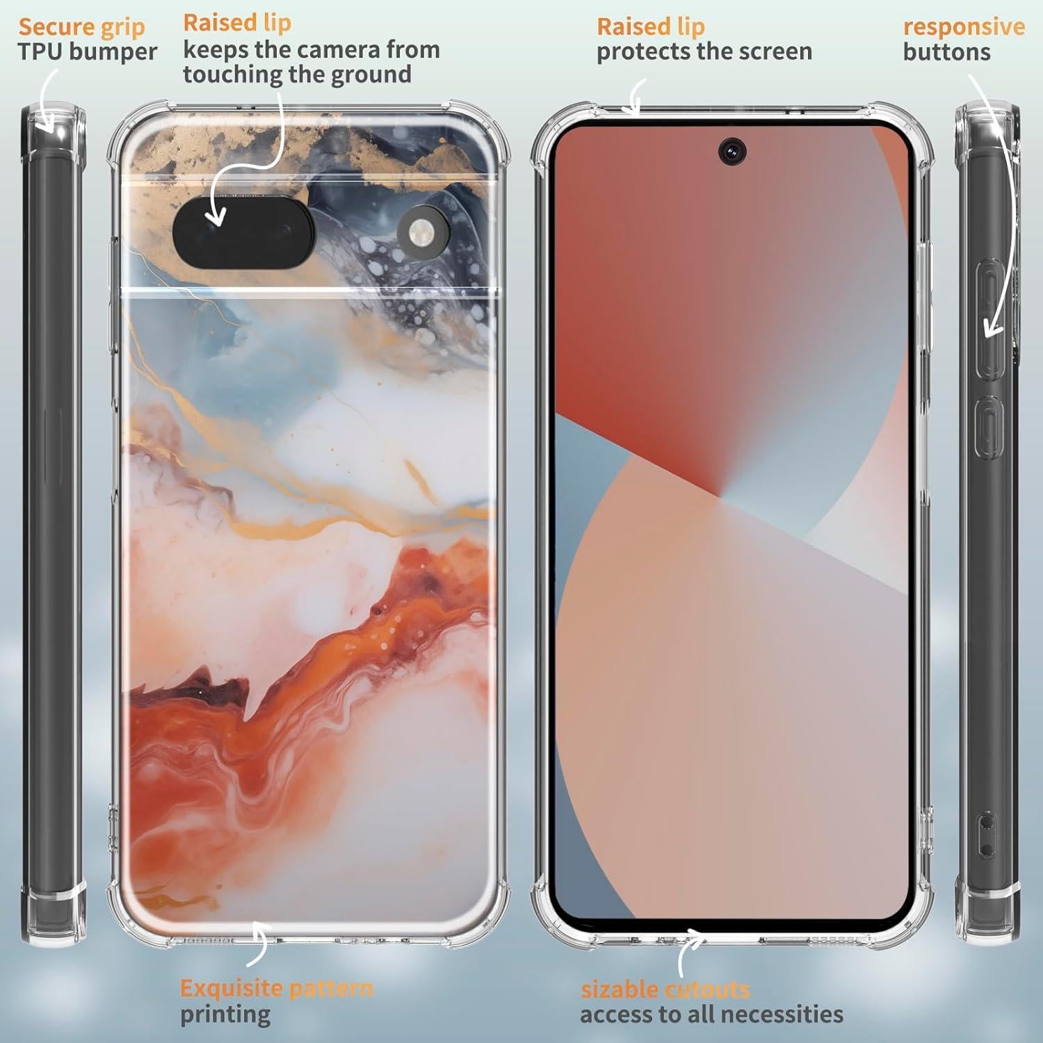 Funda Protectora para Google Pixel 8A CLATUK Oro Ágata 2024