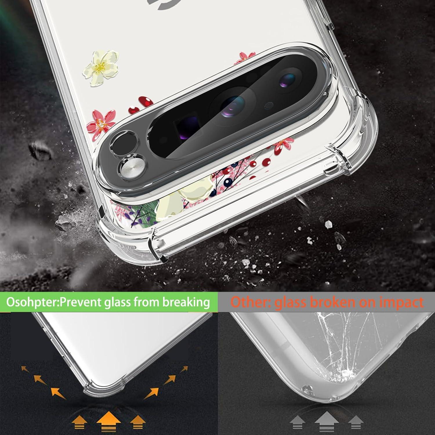 Funda TPU Google Pixel 9 Pro XL - Flor Roja con Protector