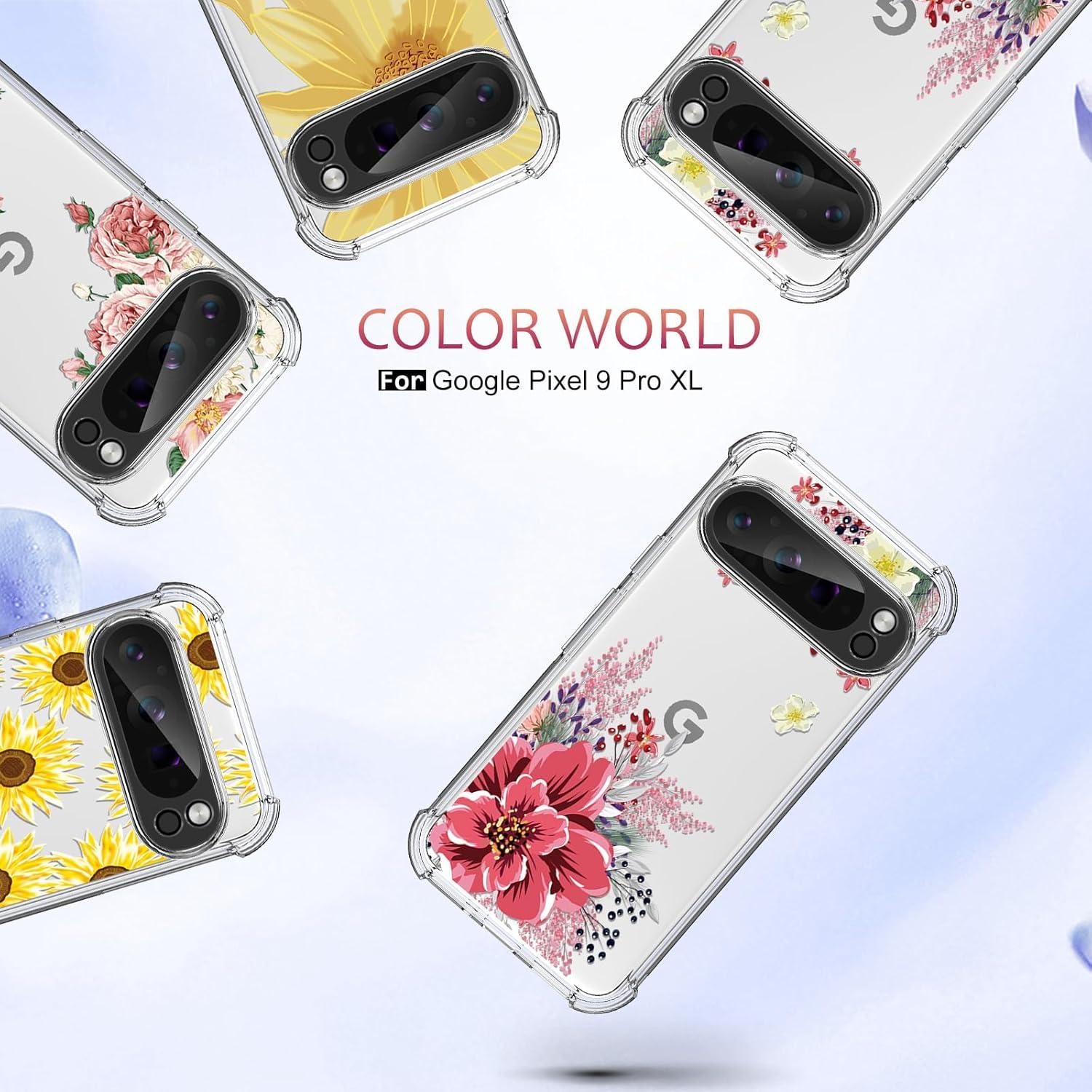 Funda TPU Google Pixel 9 Pro XL - Flor Roja con Protector