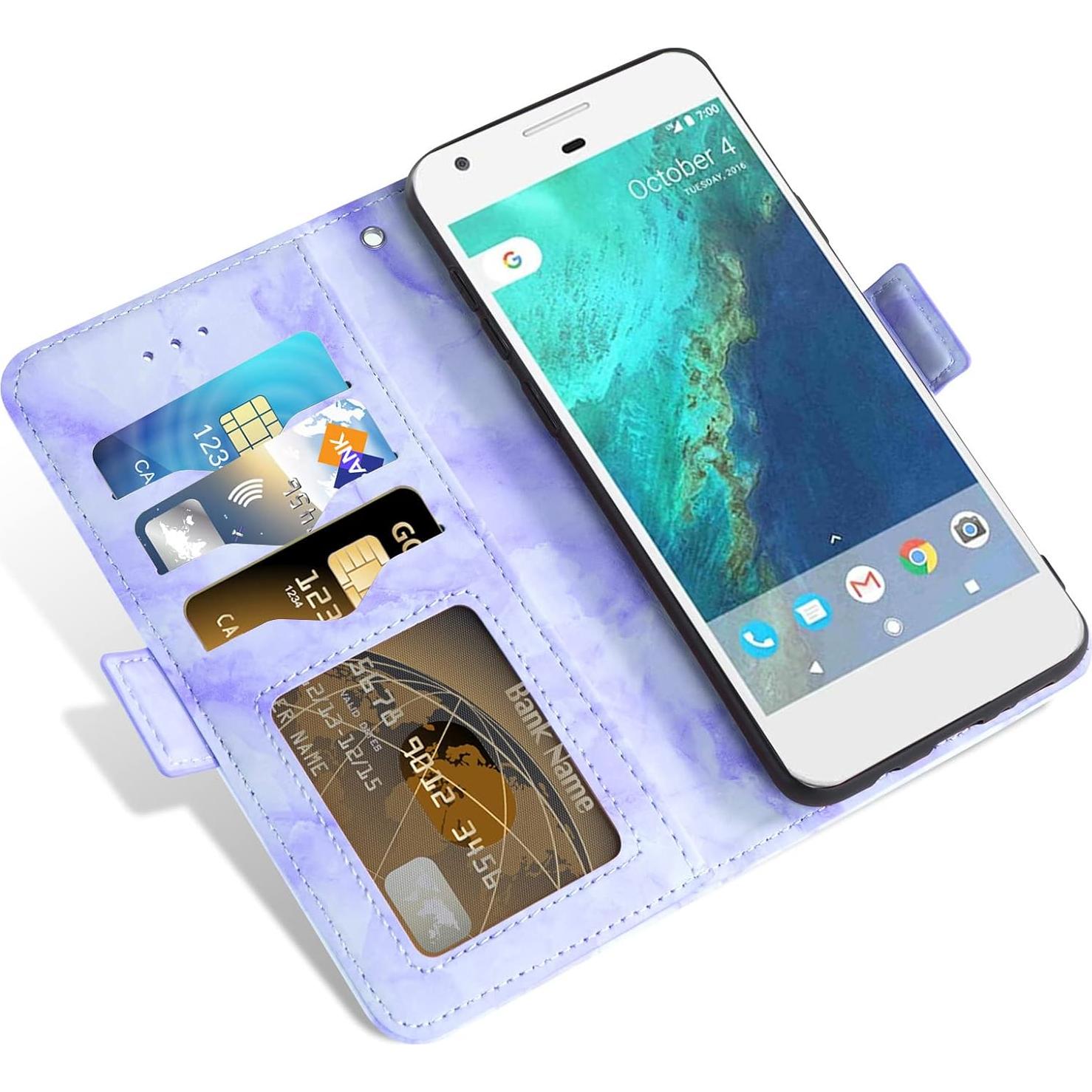 Funda de Cartera Plegable Asuwish para Google Pixel 1 con Protector