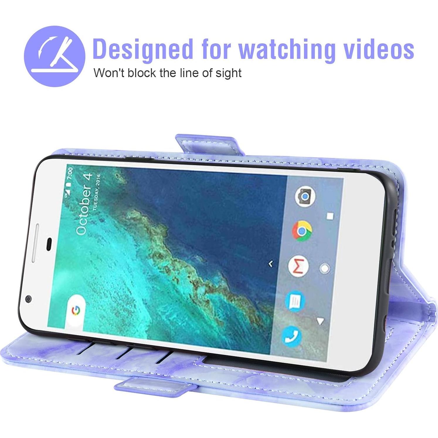 Funda de Cartera Plegable Asuwish para Google Pixel 1 con Protector