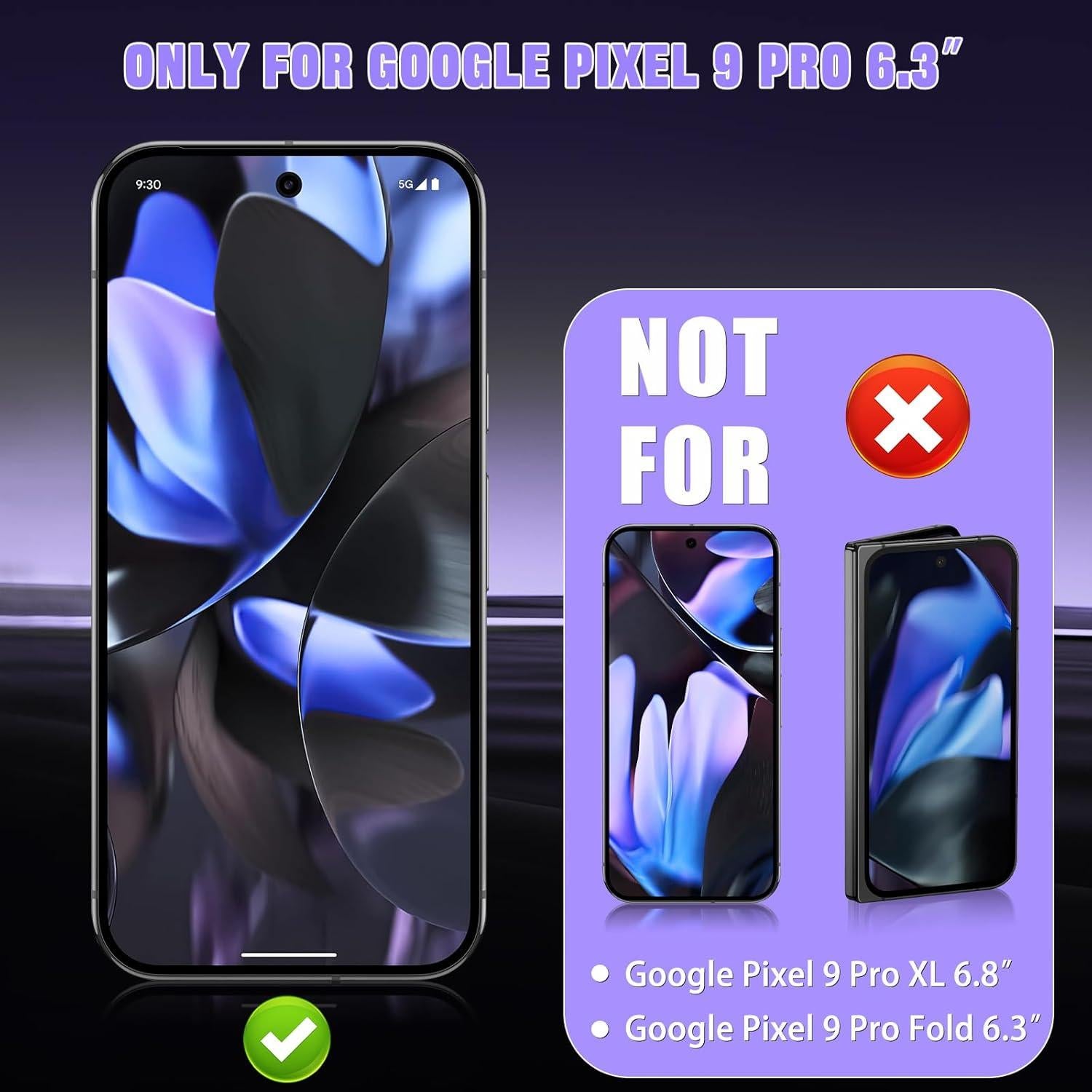 Protector de Pantalla Privado HinZann para Google Pixel 9 Pro 5G