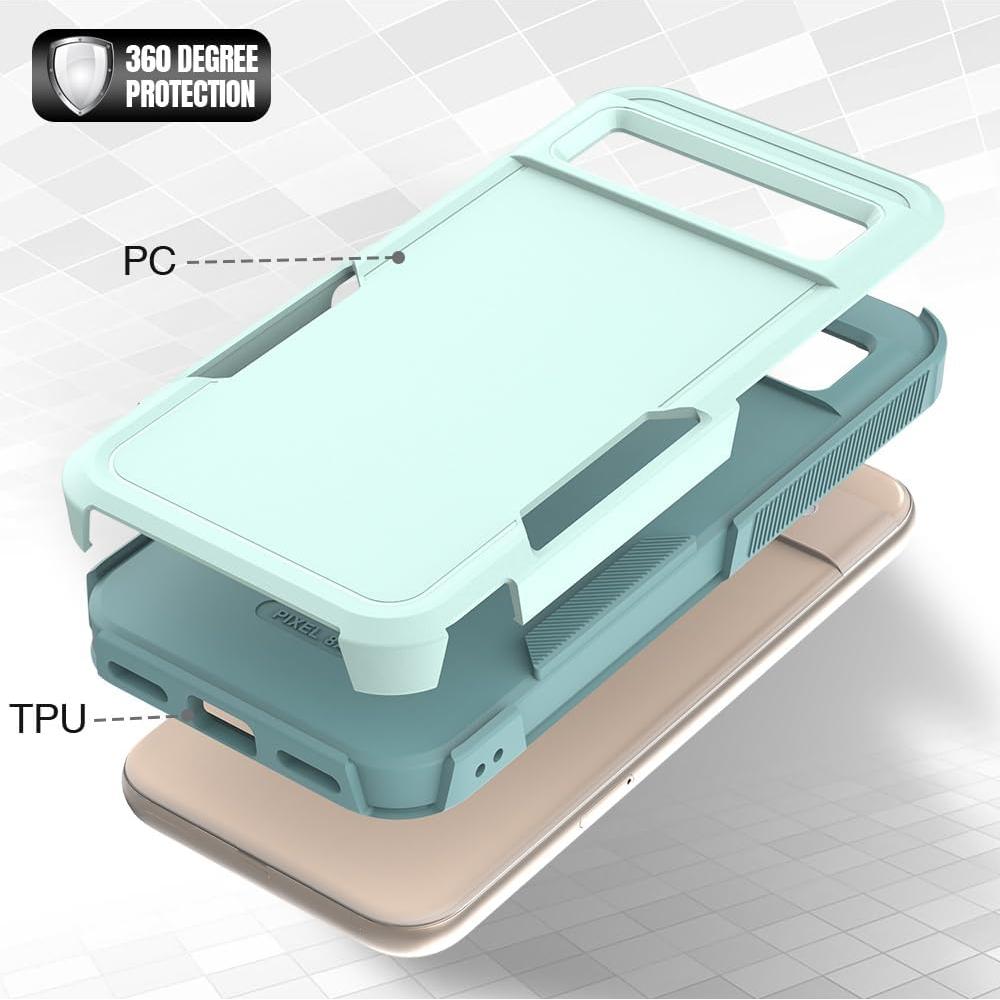 Funda híbrida Ryphez para Google Pixel 8A - Doble capa menta