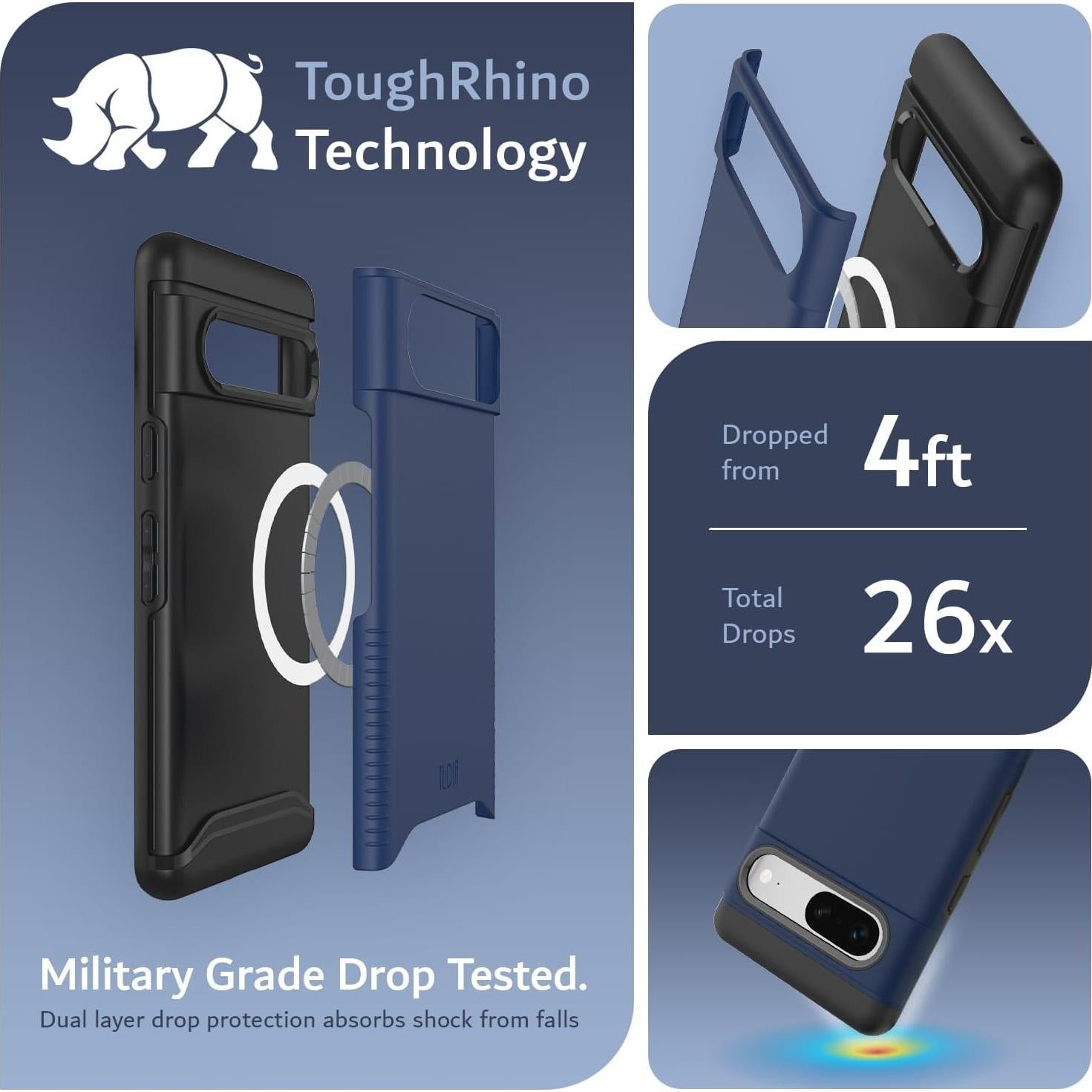 Funda TUDIA para Google Pixel 7 - Doble Capa Azul Índigo