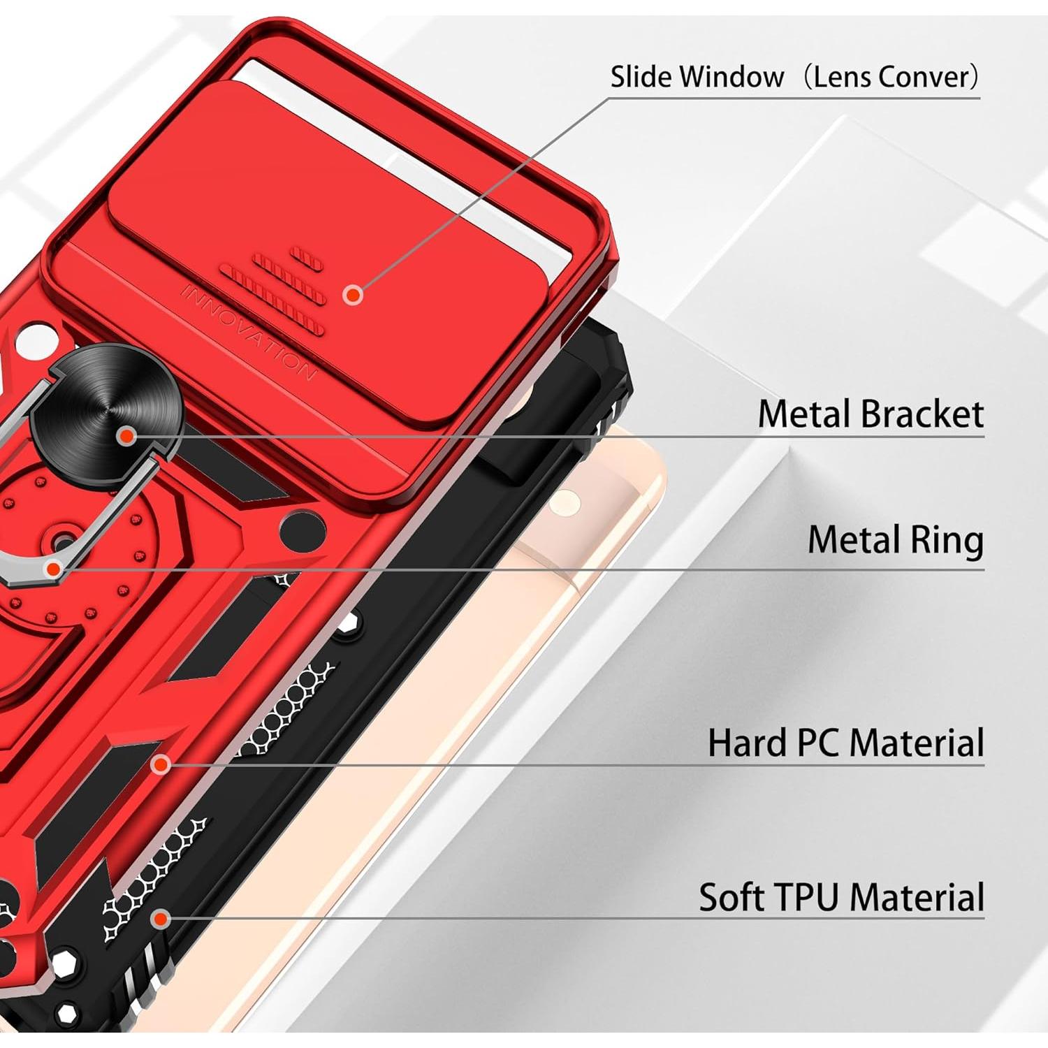 Funda Protectora Gritup para Google Pixel 8 5G Rojo con Soporte