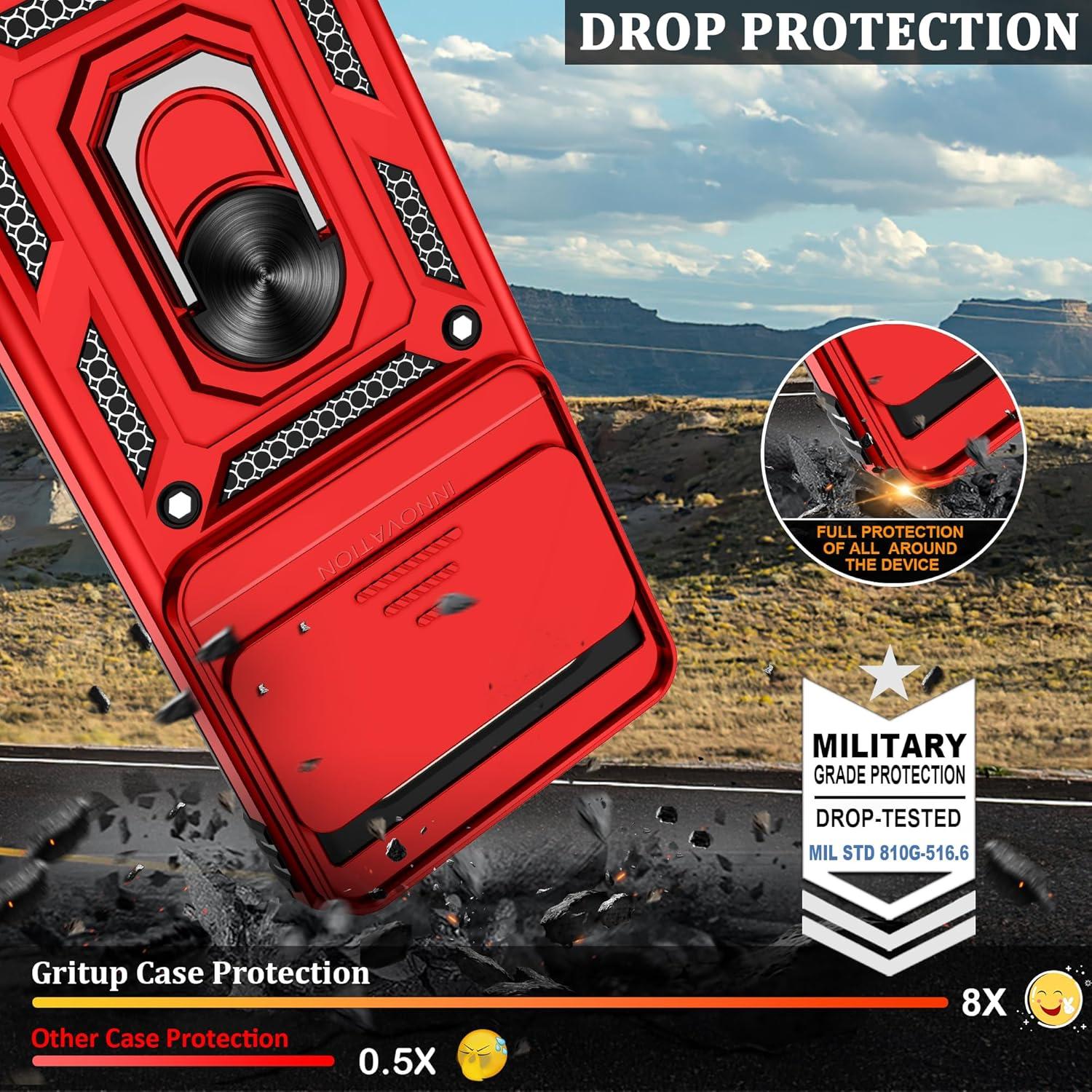 Funda Protectora Gritup para Google Pixel 8 5G Rojo con Soporte