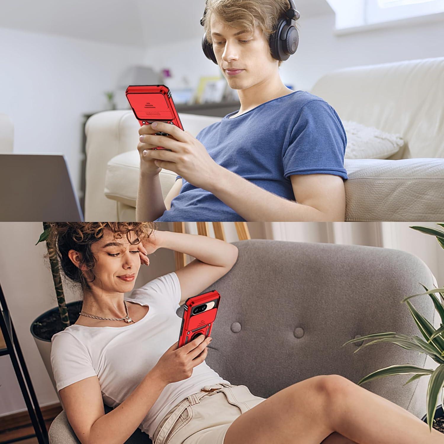 Funda Protectora Gritup para Google Pixel 8 5G Rojo con Soporte