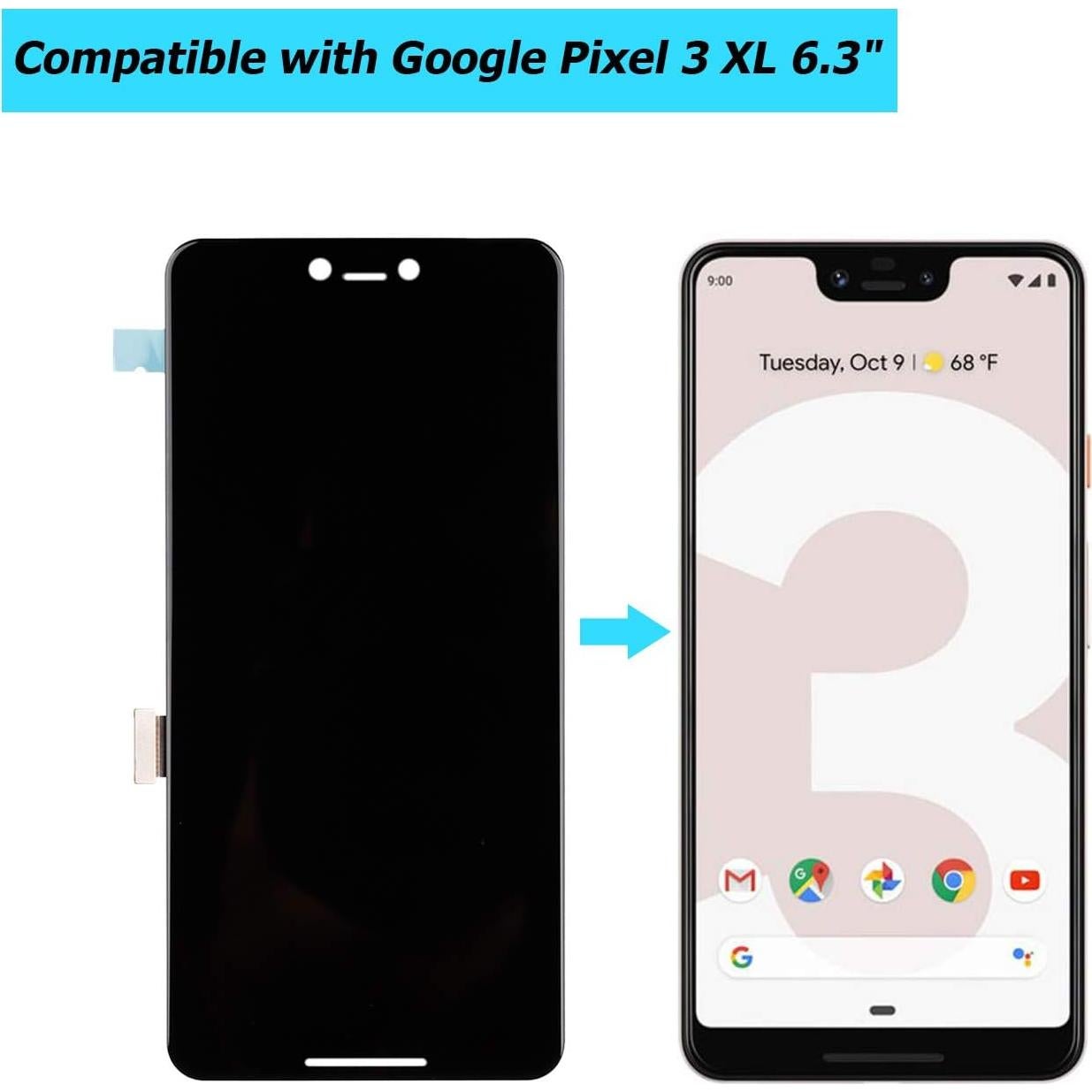 Pantalla OLED Reemplazo Google Pixel 3 XL E-YIIVIIL 16 cm