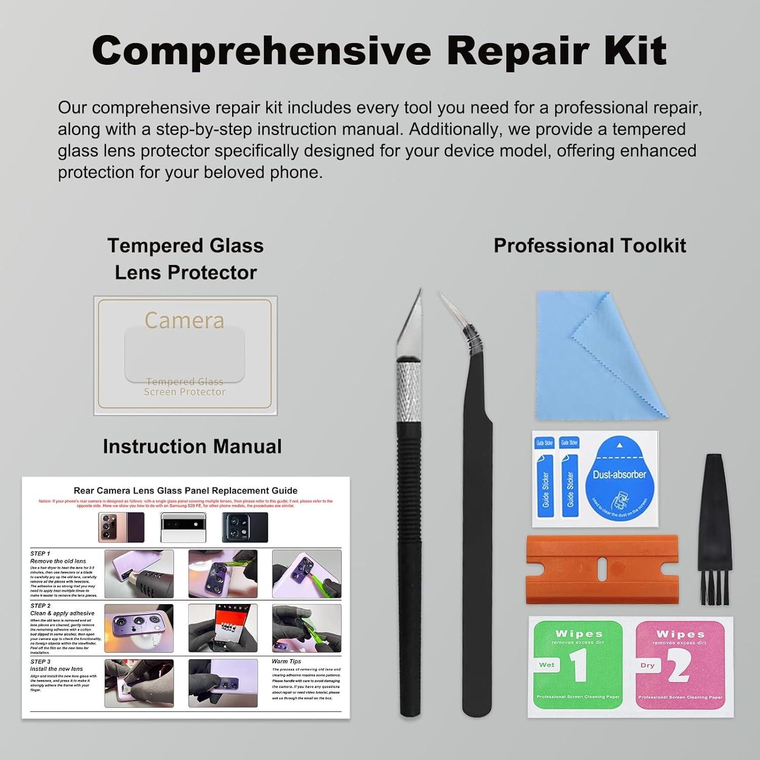 Paquete de 3 Lentes de Cámara Trasera BATLABB para Pixel 8