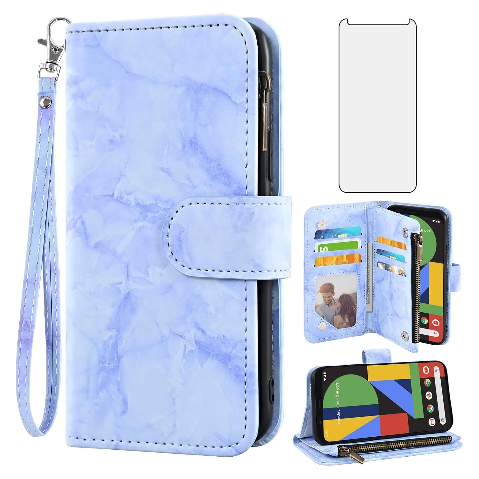 Funda Asuwish Plegable para Google Pixel 4 XL con Cartera y Protector