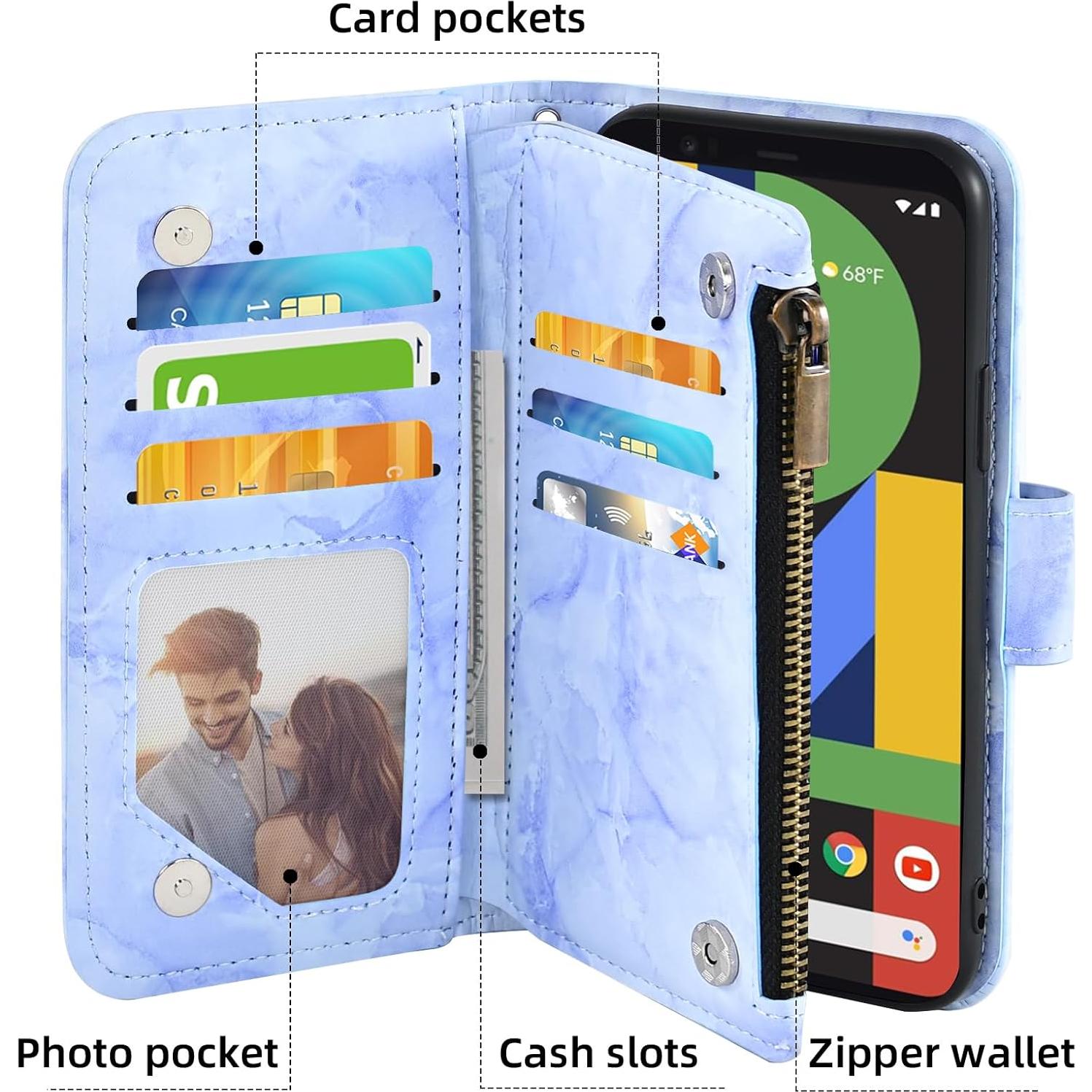 Funda Asuwish Plegable para Google Pixel 4 XL con Cartera y Protector