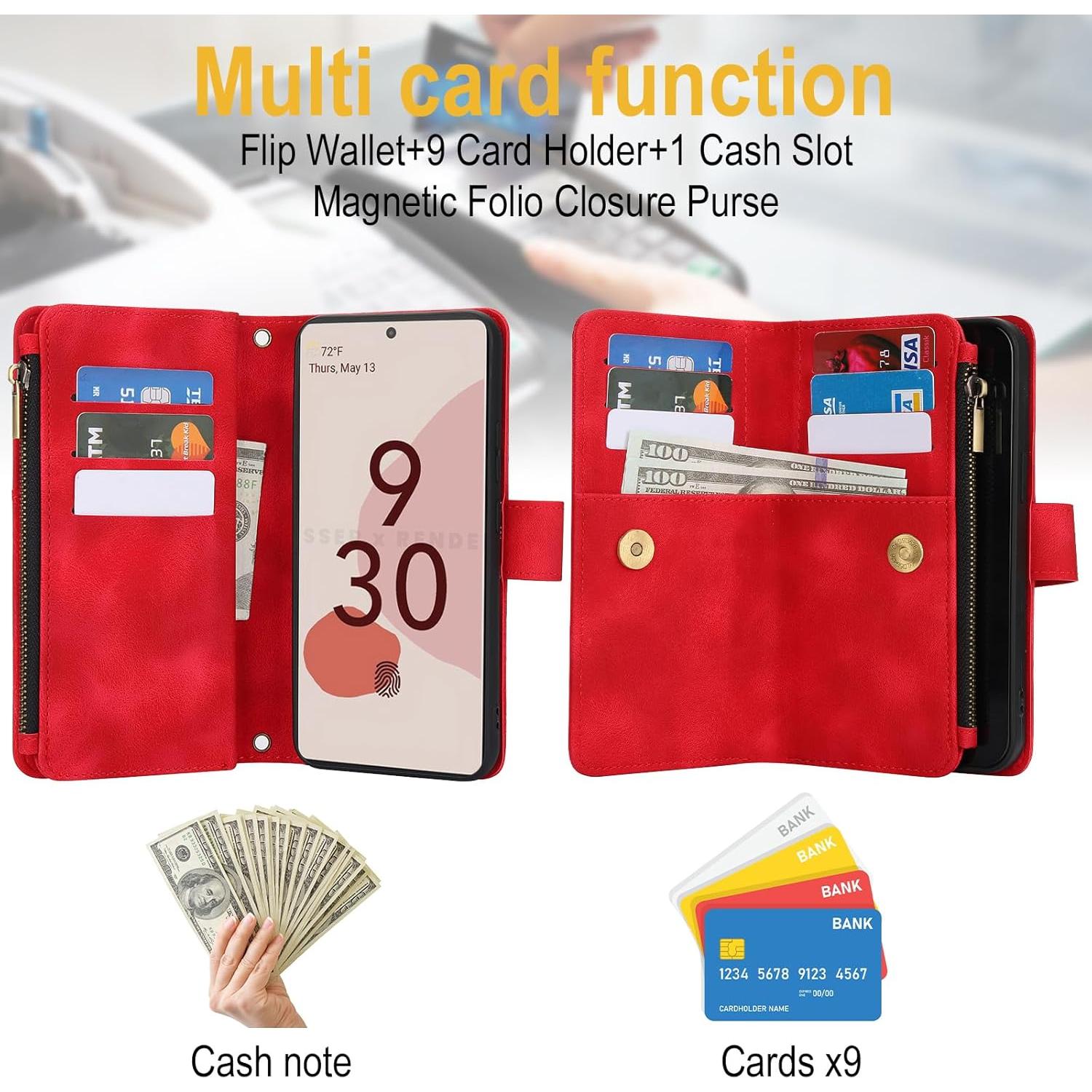 Funda Asuwish para Google Pixel 6 con tapa y soporte rojo