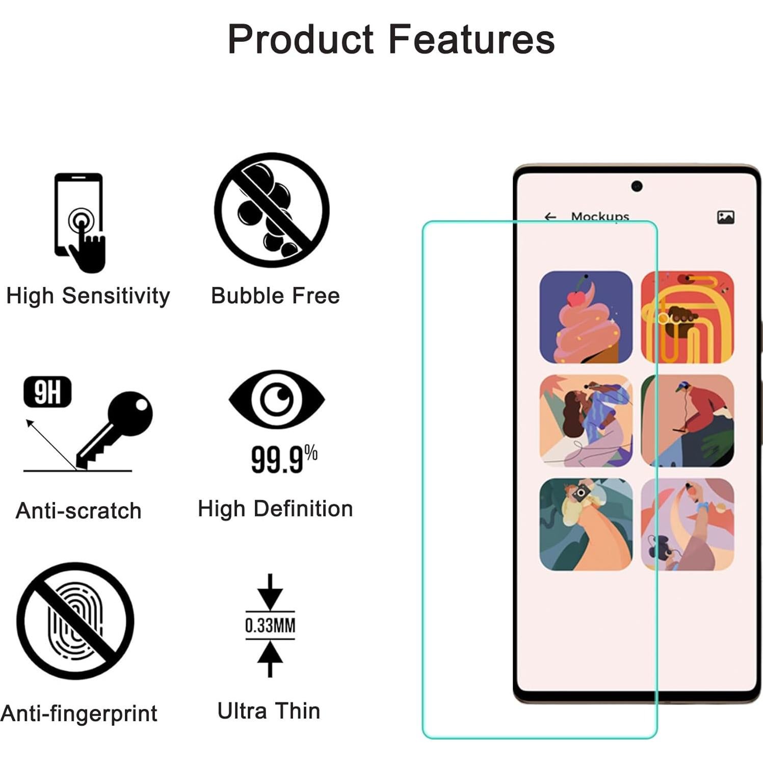 Protector de Pantalla Vidrio Templado ZYHKJYL para Google Pixel 6