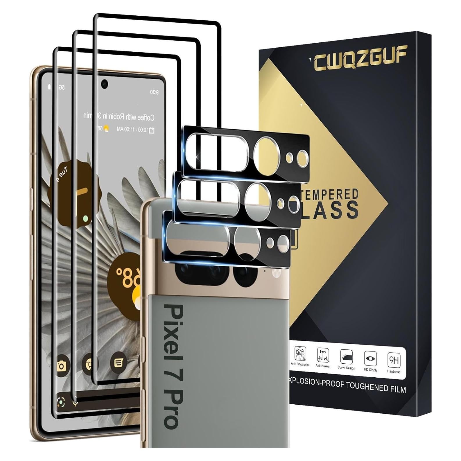 Protector de Pantalla Vidrio Templado CWQZGUF para Pixel 7 Pro 5G