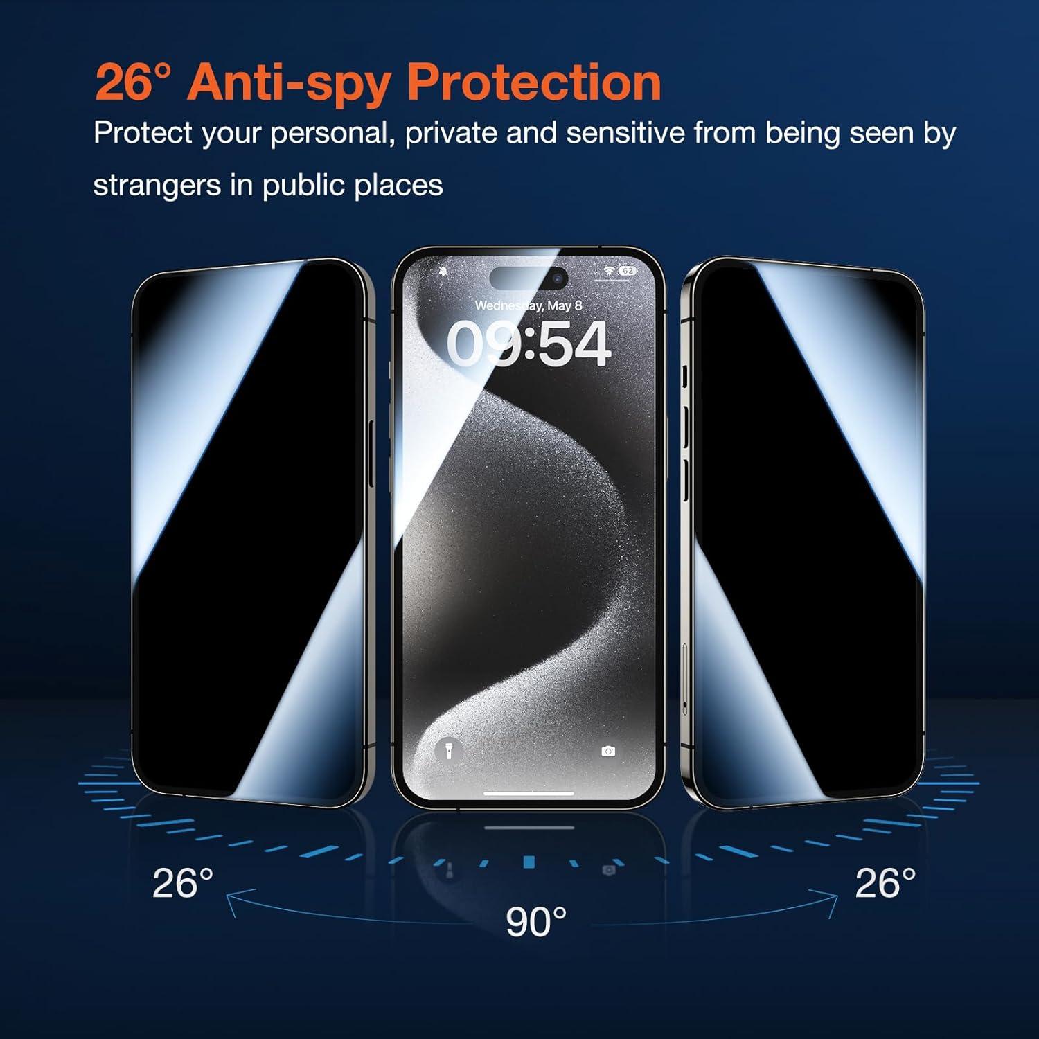 Protector de Pantalla Privado KUZOOM para iPhone 15 Pro Max