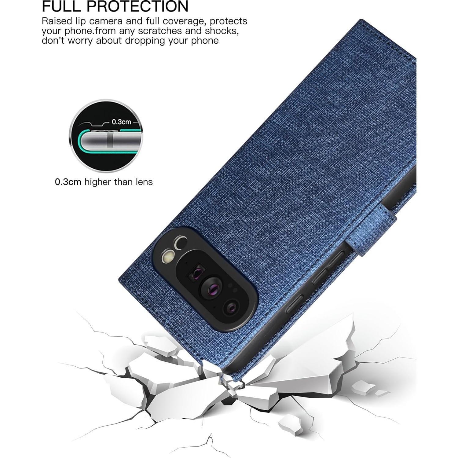 Funda de Cartera Foluu para Google Pixel 9 Pro XL 2024 Azul