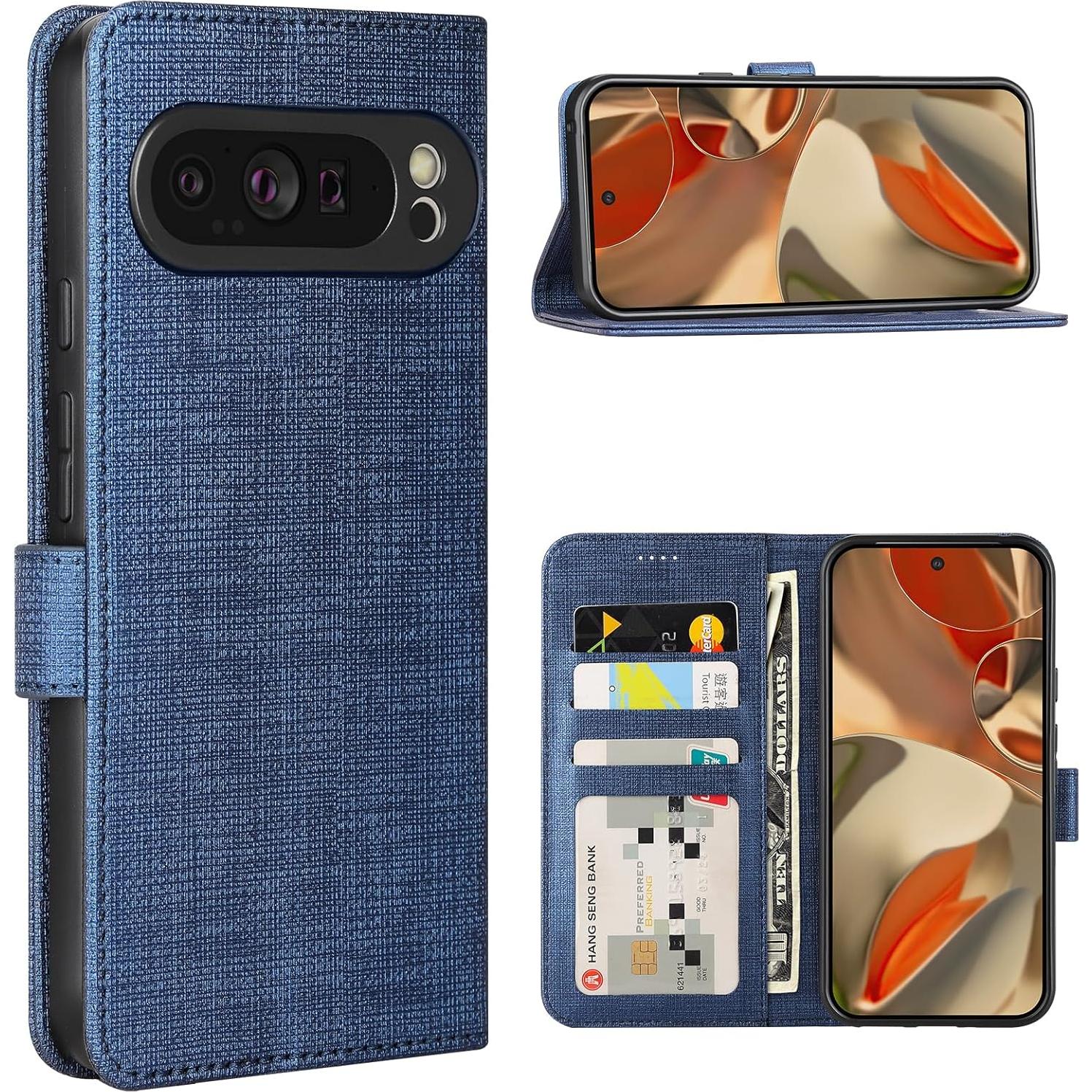 Funda de Cartera Foluu para Google Pixel 9 Pro XL 2024 Azul