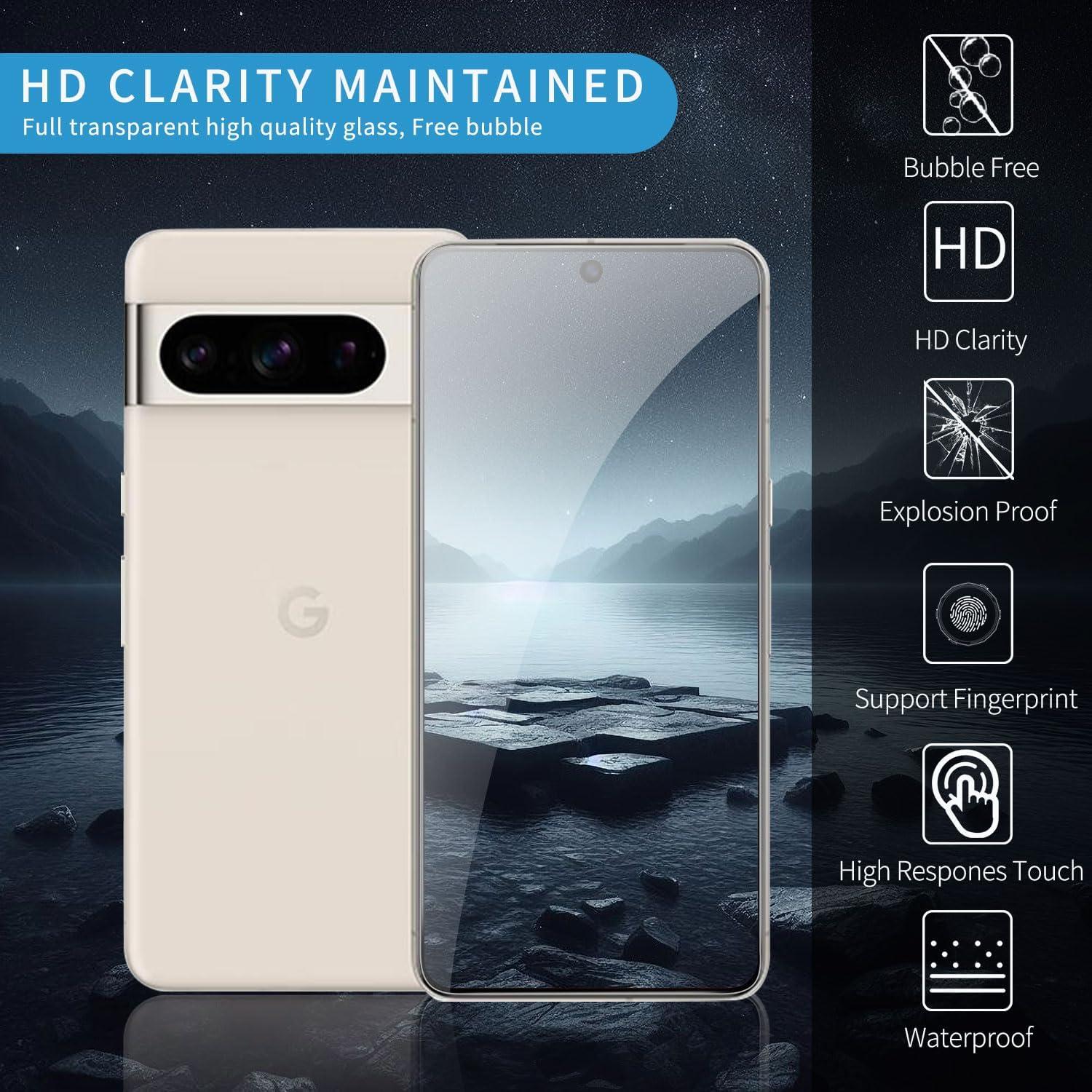 Paquete de 3 Protectores de Pantalla Vidrio Templado QoeCycth para Google Pixel 8 Pro