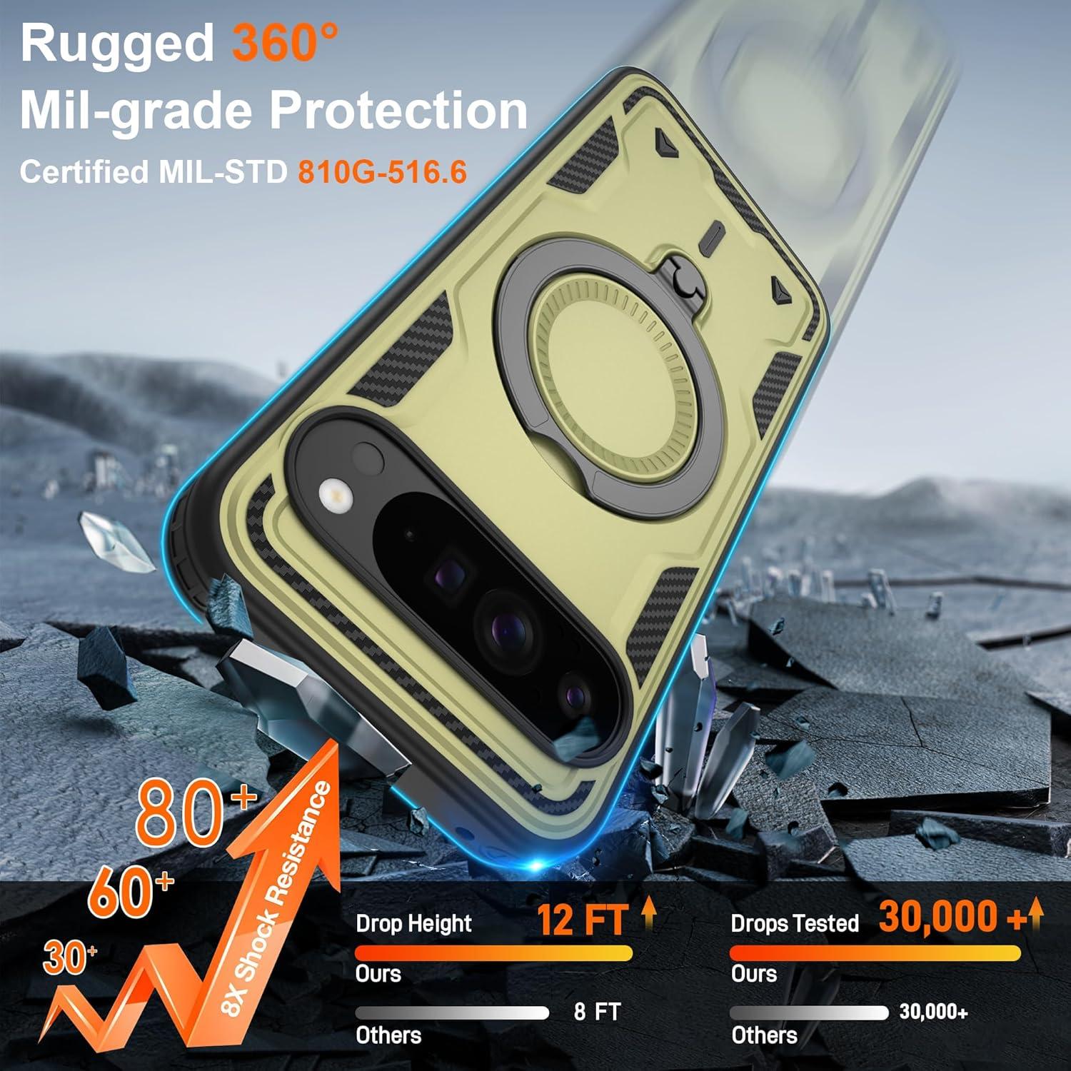 Funda Gritup para Google Pixel 9 Pro XL Verde con Soporte y Protector