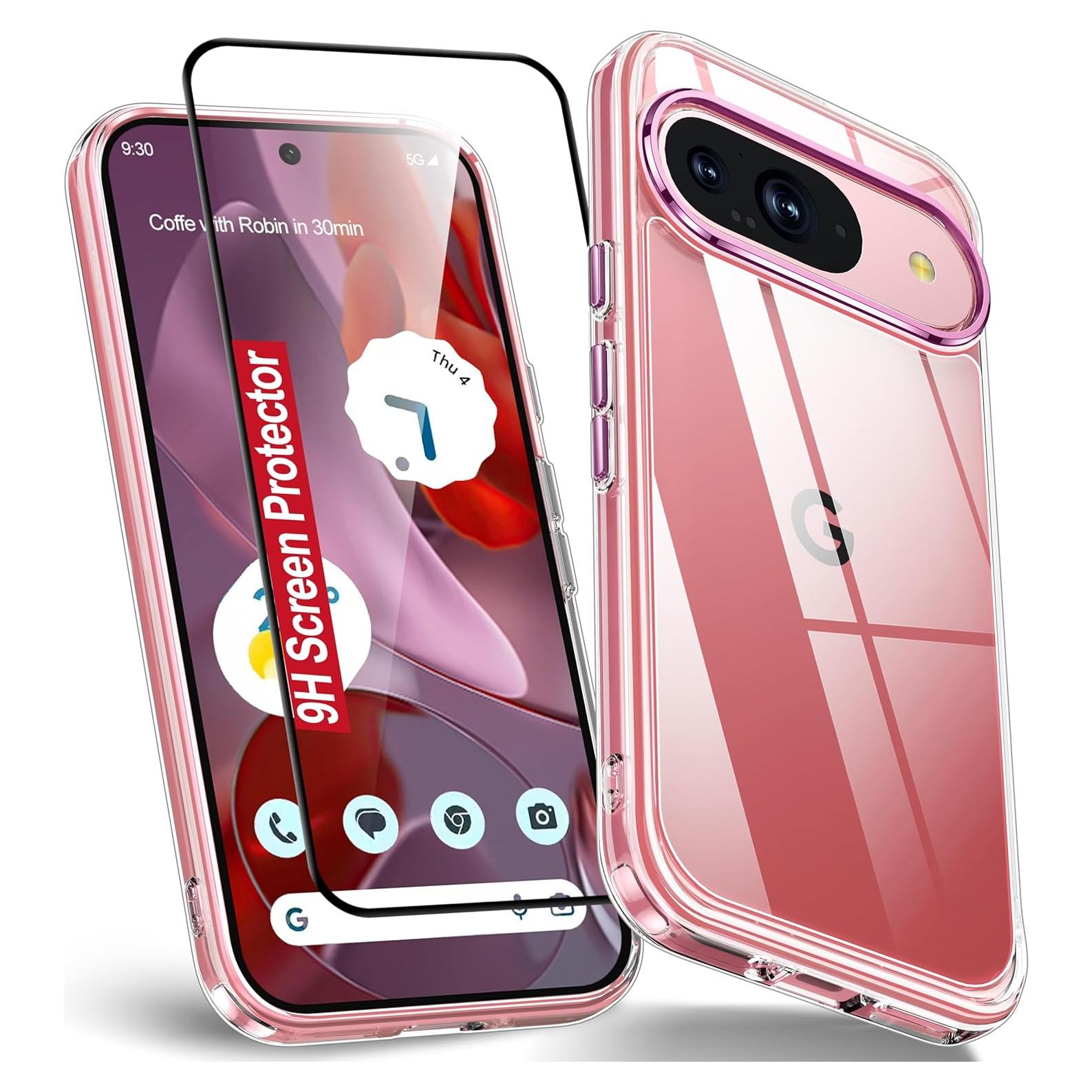 Funda Oterkin para Google Pixel 9/9 Pro - Rosa, Anti-Amarillamiento, Grado Militar