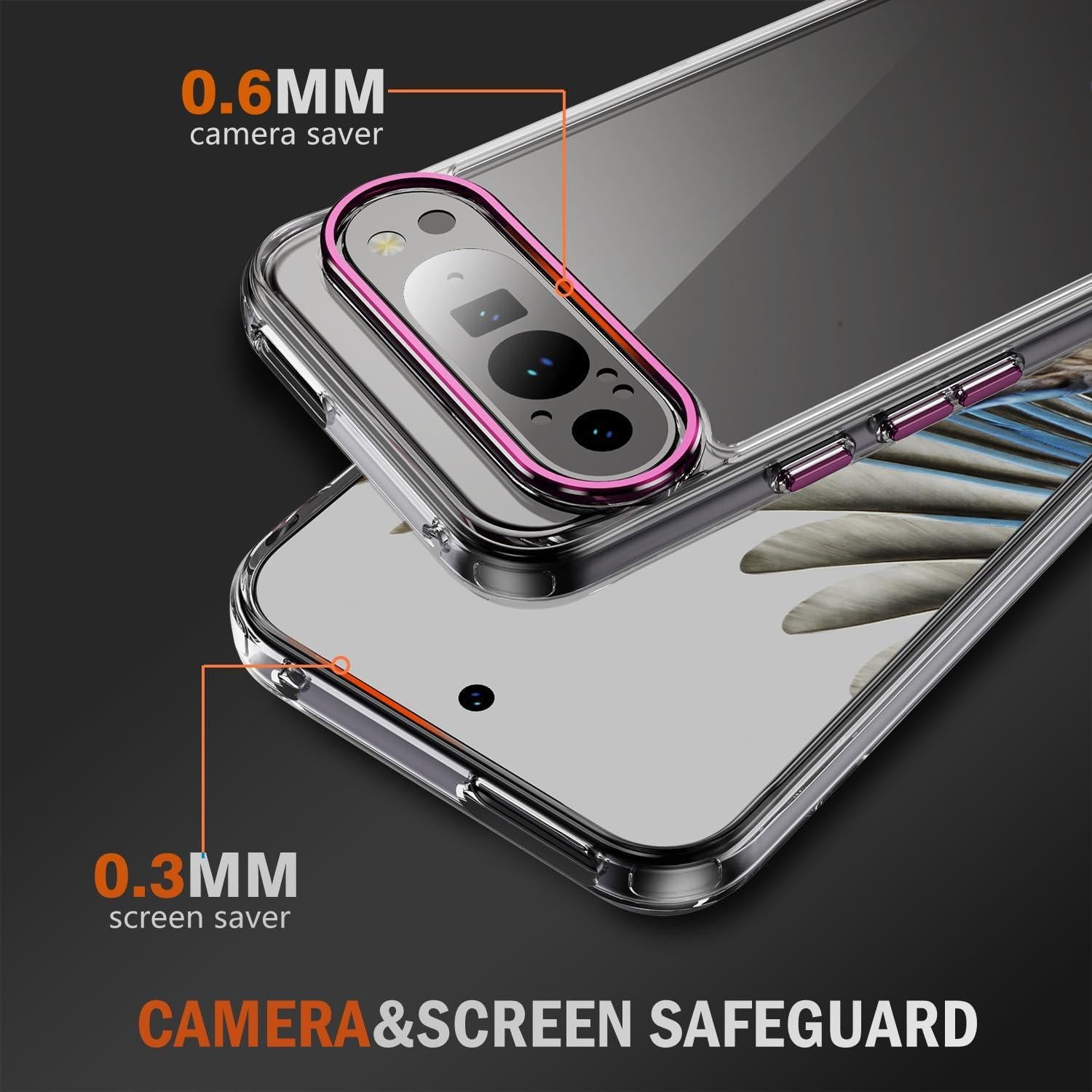 Funda Oterkin para Google Pixel 9/9 Pro - Rosa, Anti-Amarillamiento, Grado Militar