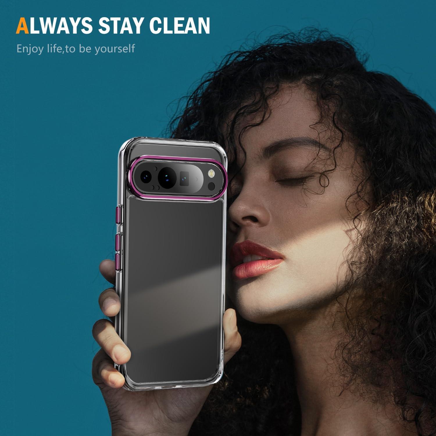 Funda Oterkin para Google Pixel 9/9 Pro - Rosa, Anti-Amarillamiento, Grado Militar