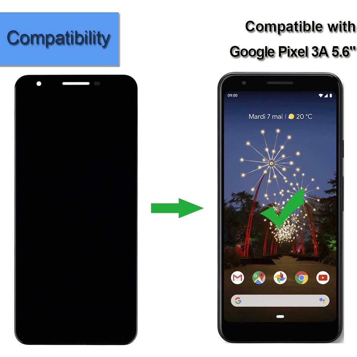 Pantalla LCD OLED E-YIIVIIL para Google Pixel 3A 5.6" Negra