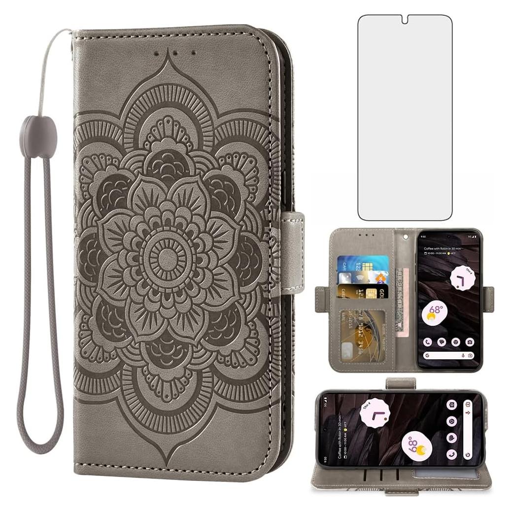 Funda Asuwish para Google Pixel 7A 5G con tapa y soporte gris