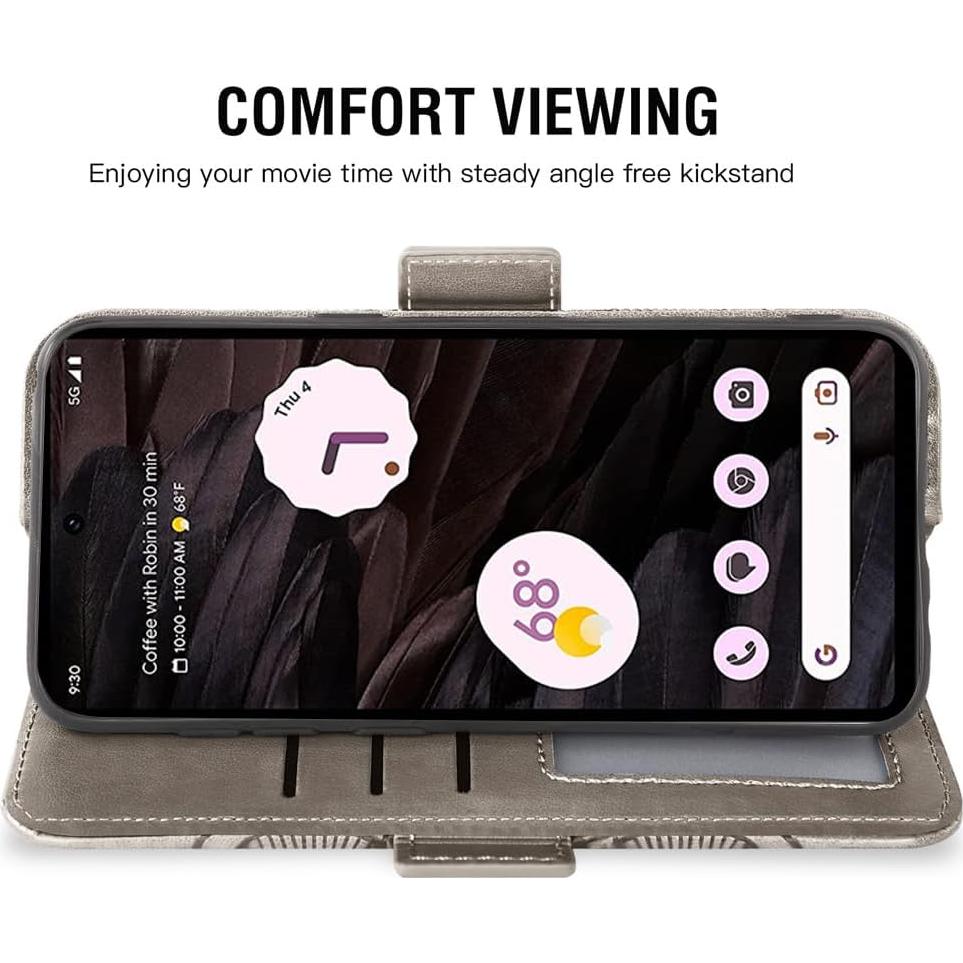 Funda Asuwish para Google Pixel 7A 5G con tapa y soporte gris